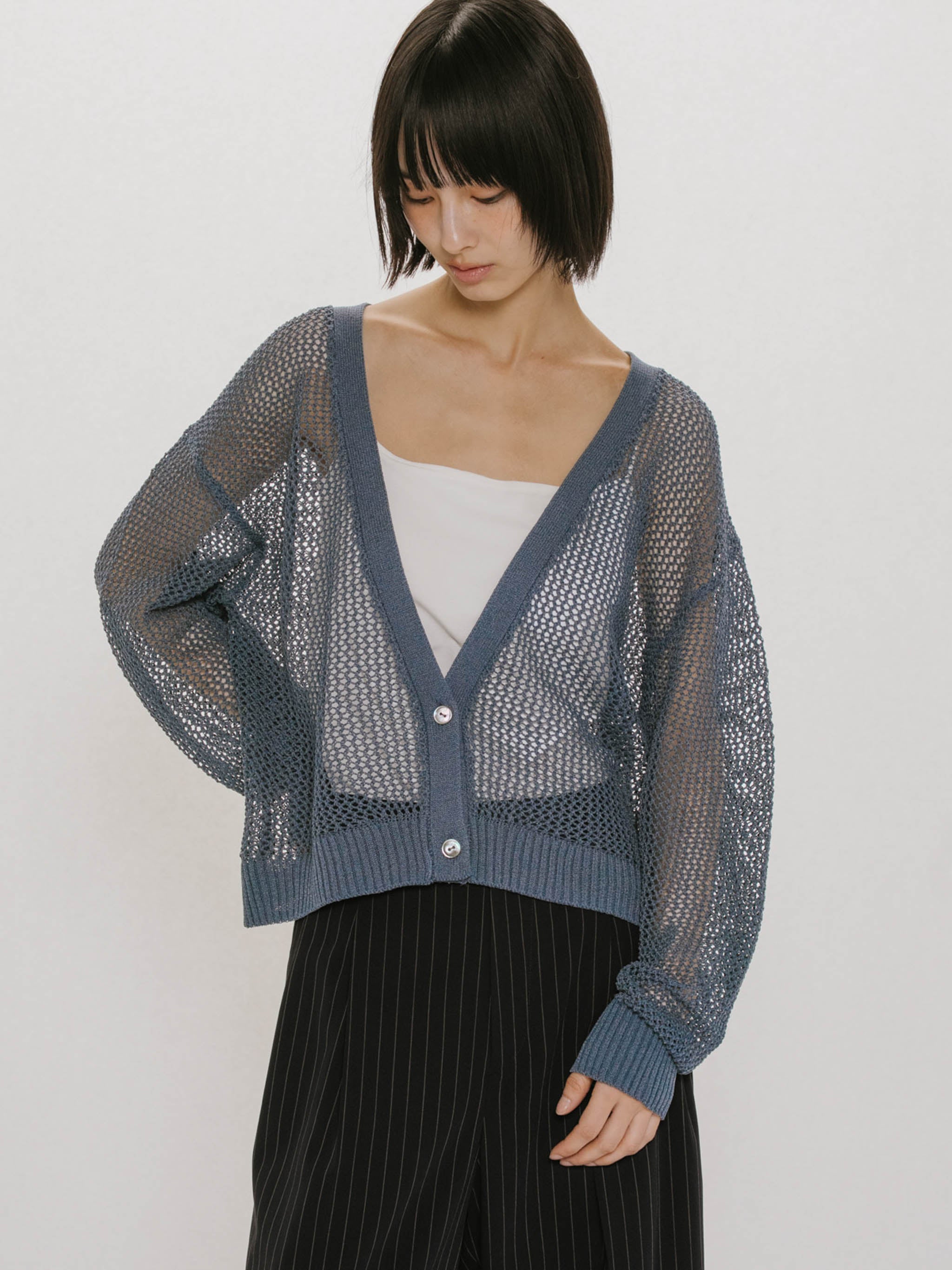 mesh short cardigan