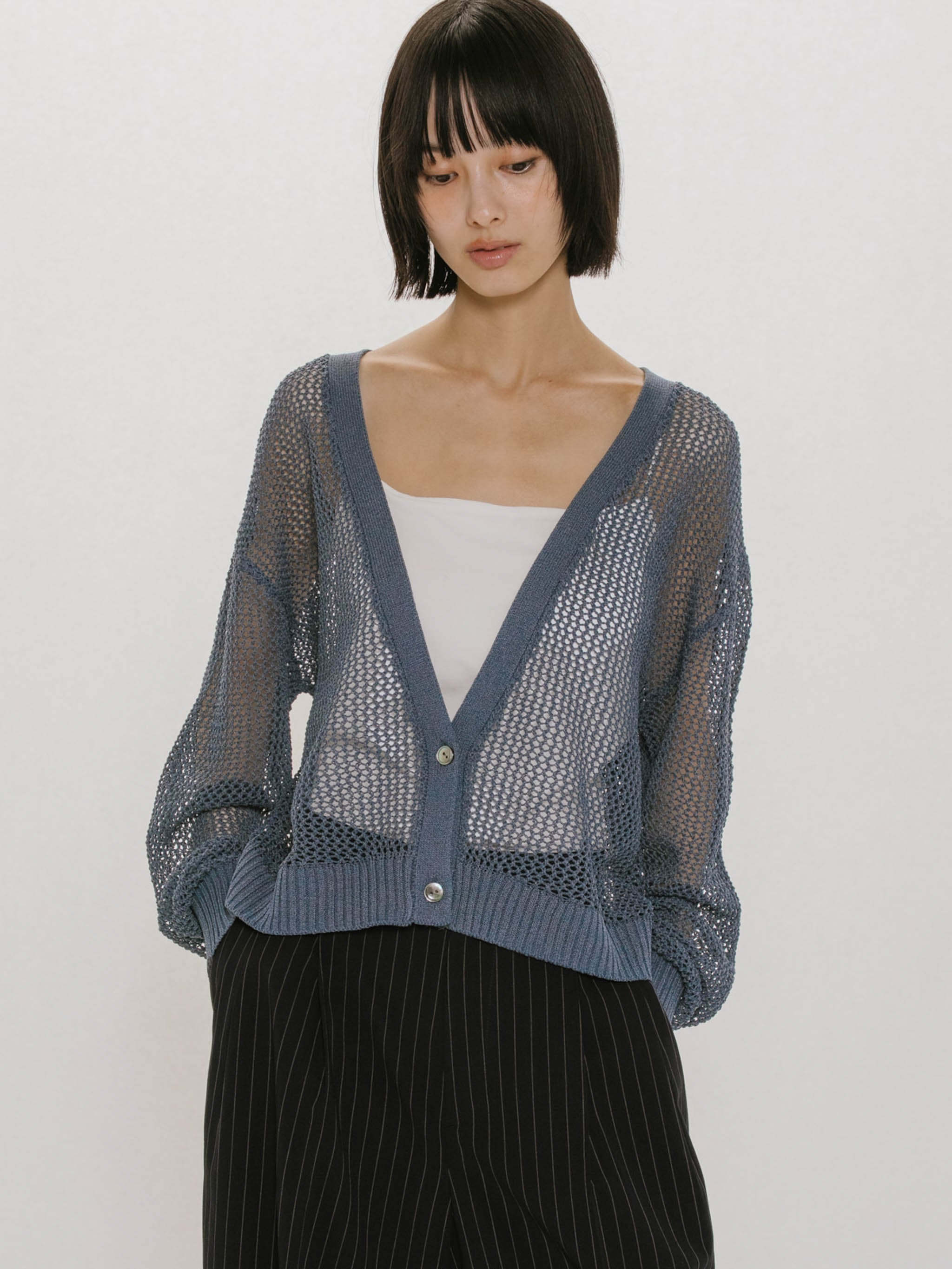 Mesh Short Cardigan｜メッシュショートカーディガン｜シアー