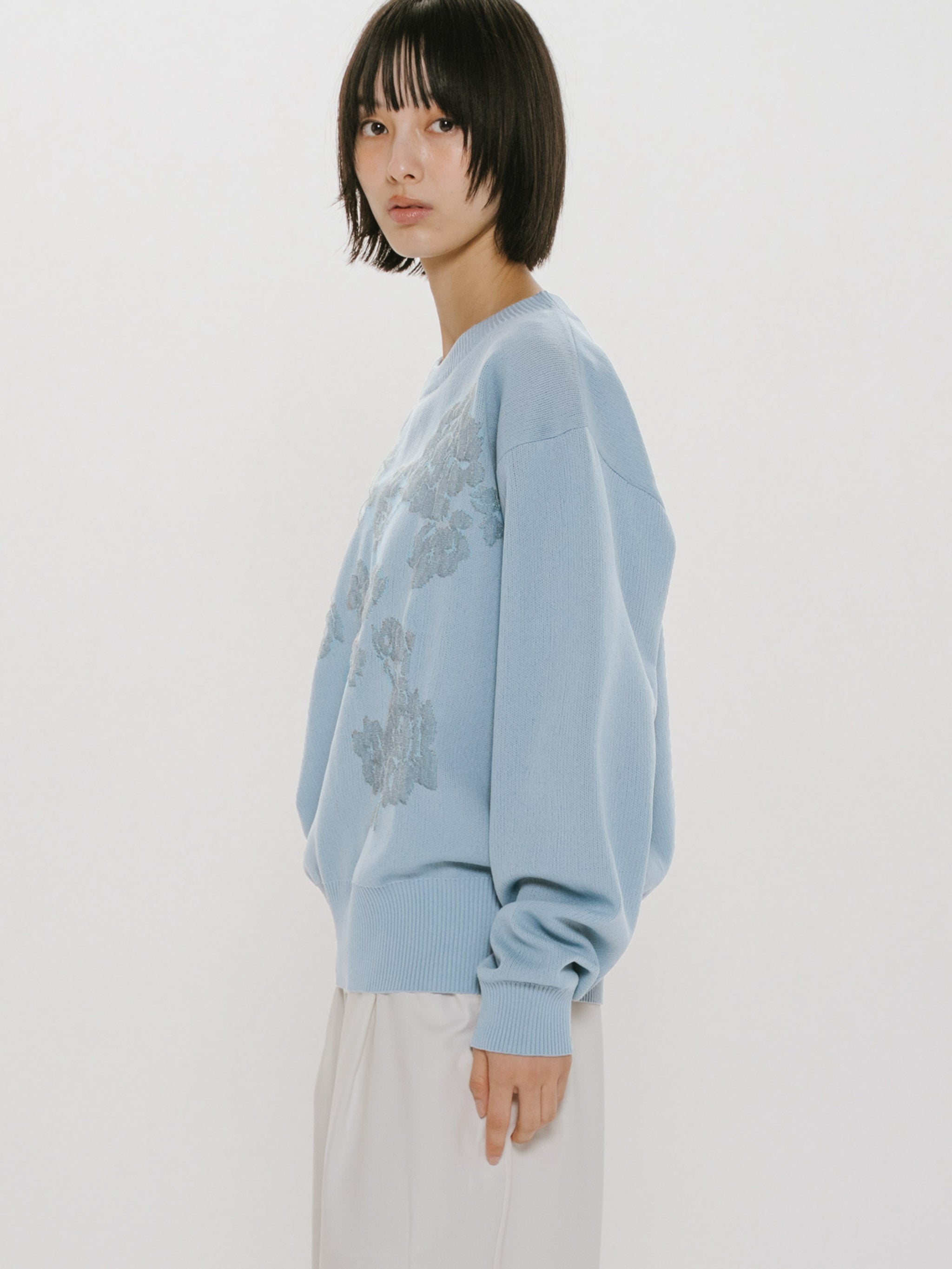 flower jacquard pullover