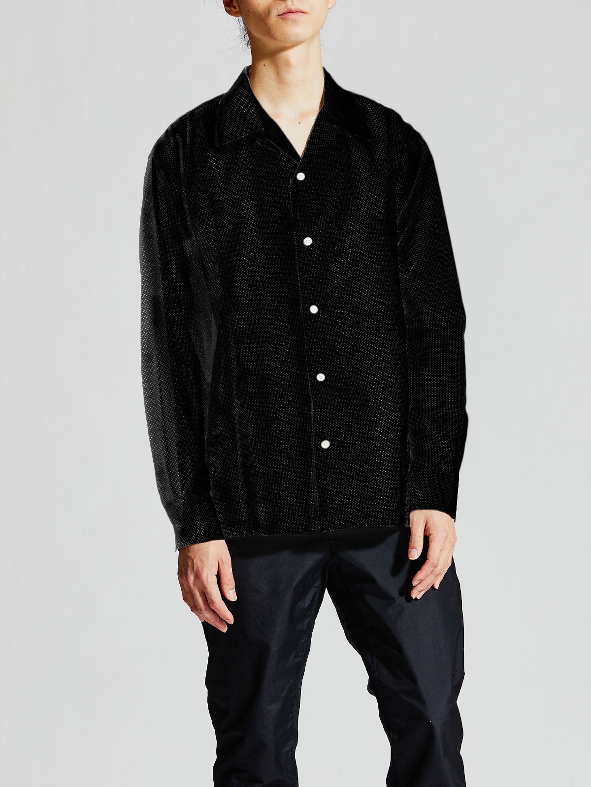 Men’s dot print open collar shirt【3-1129】