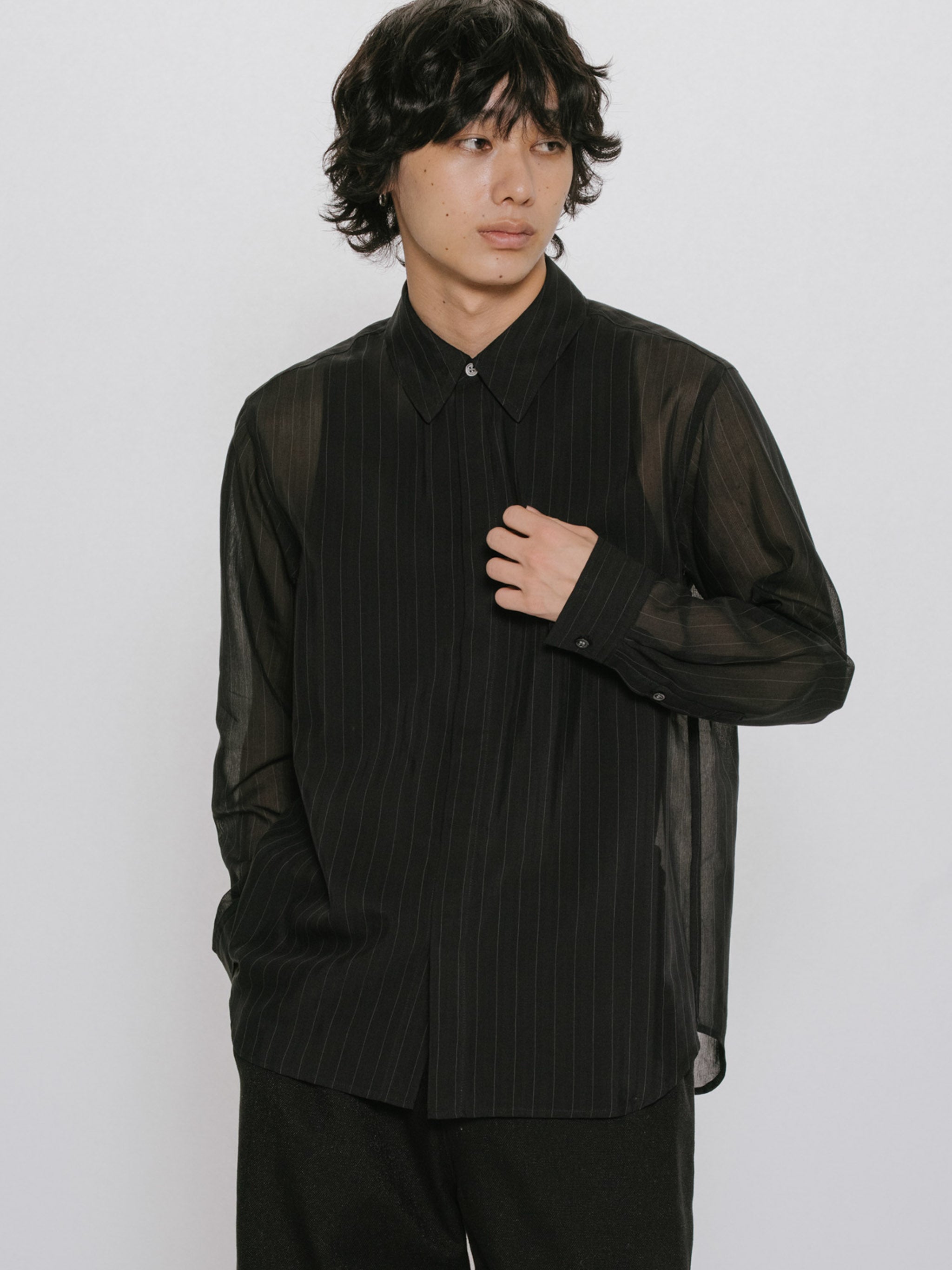 sheer stripe shirt