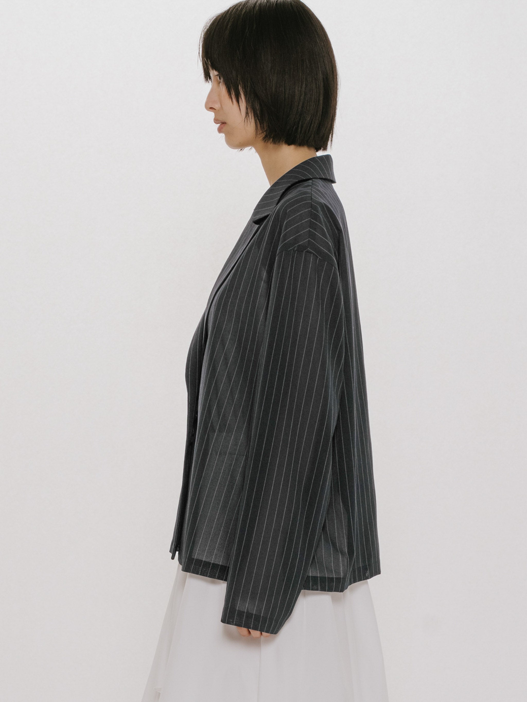 sheer tailored shirt jacket