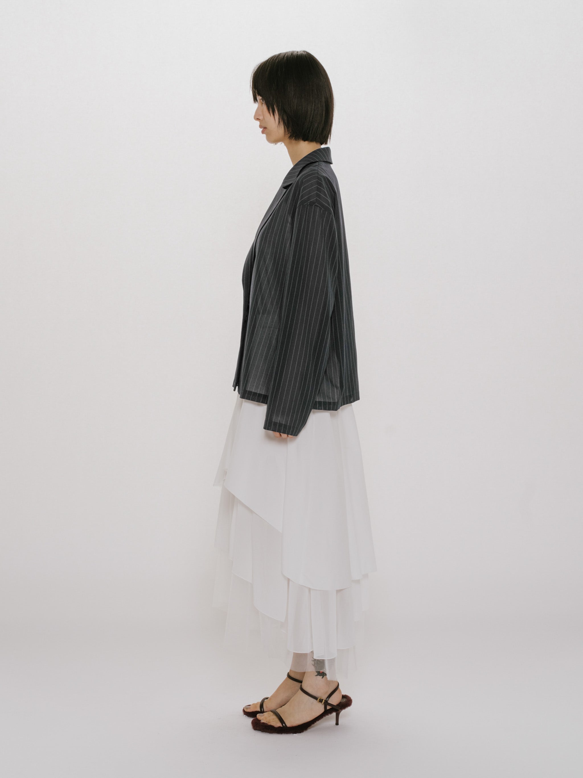 sheer tailored shirt jacket