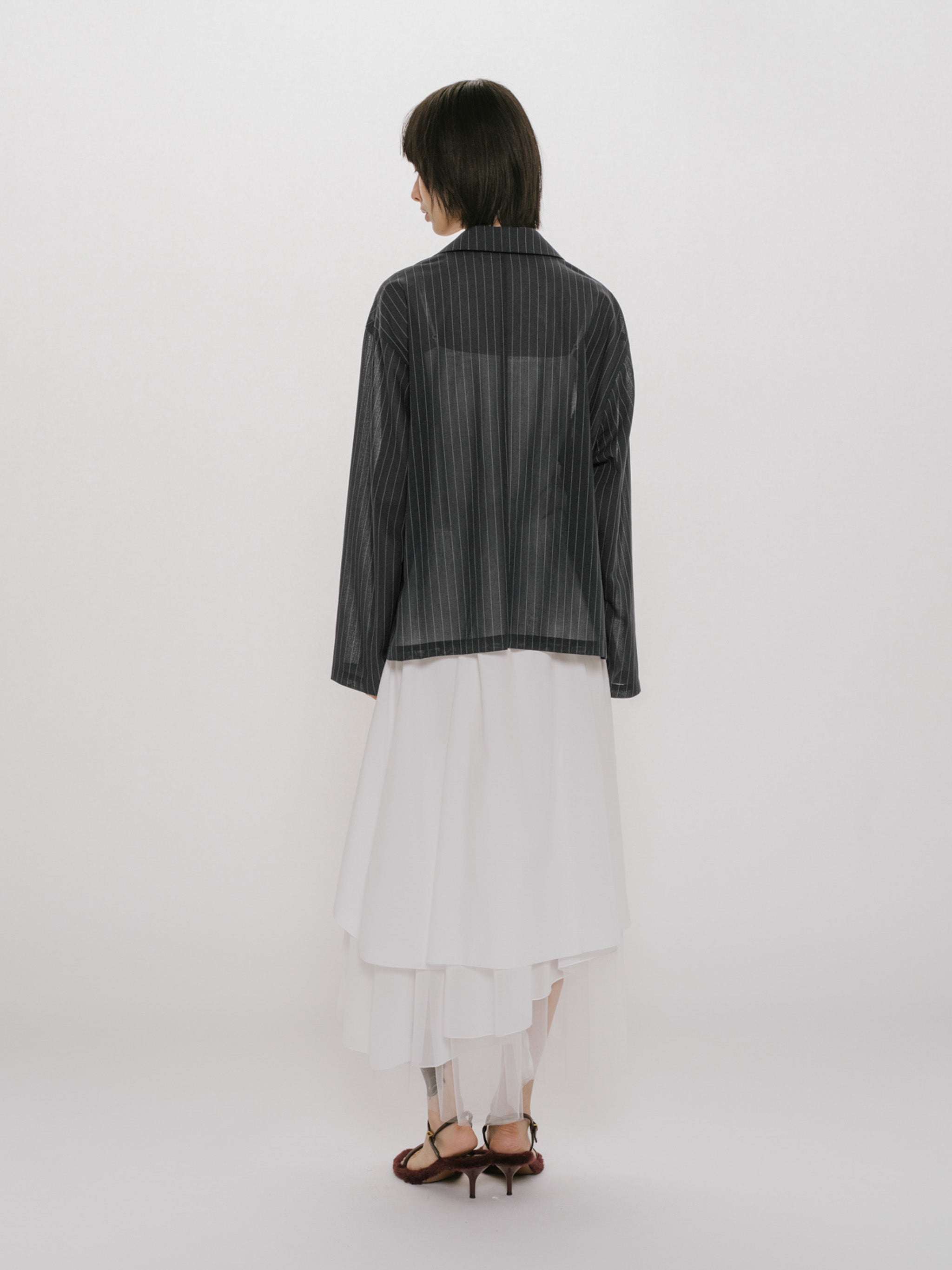 sheer tailored shirt jacket