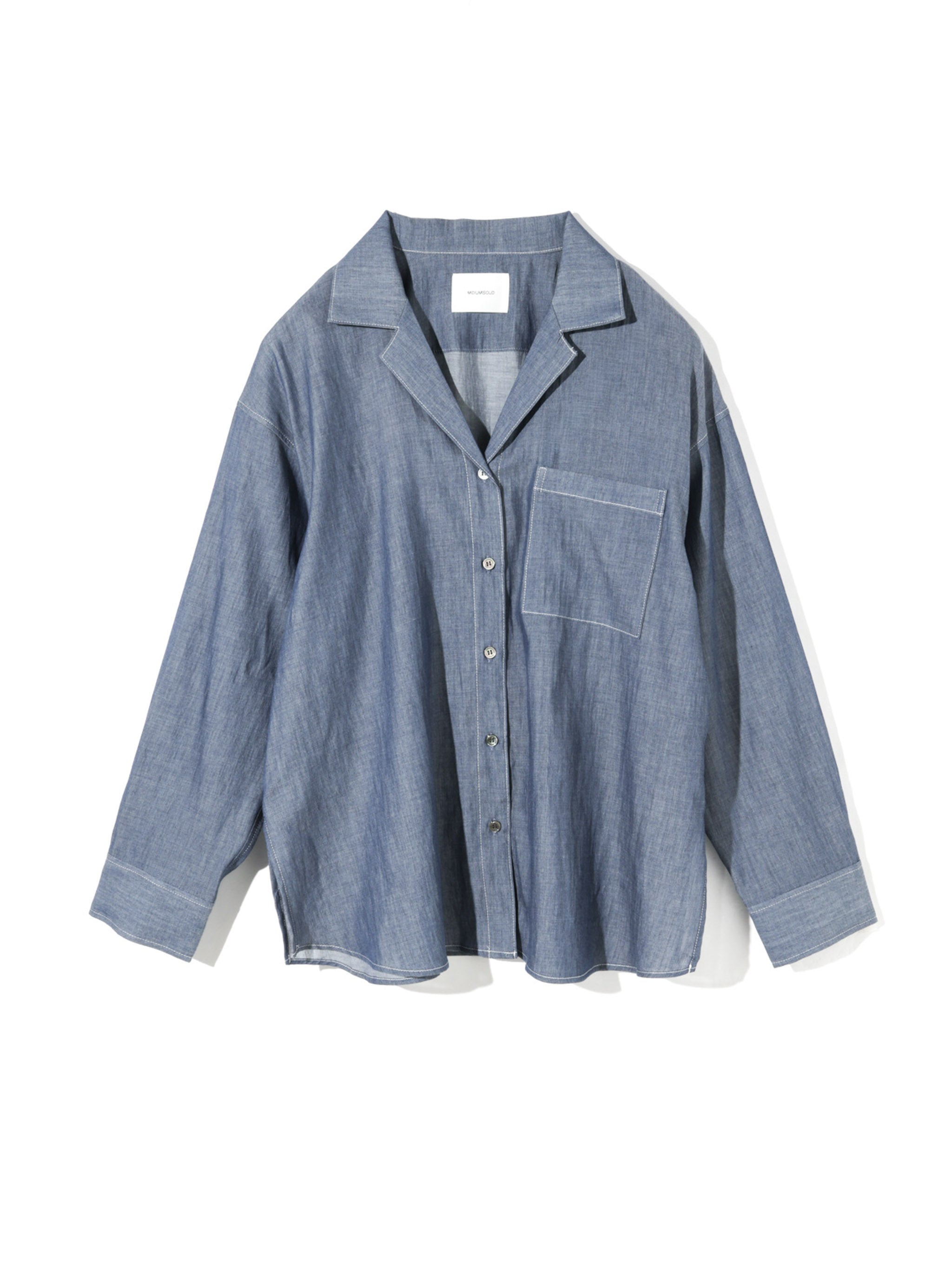 sheer denim open collar shirt(BLEACH)