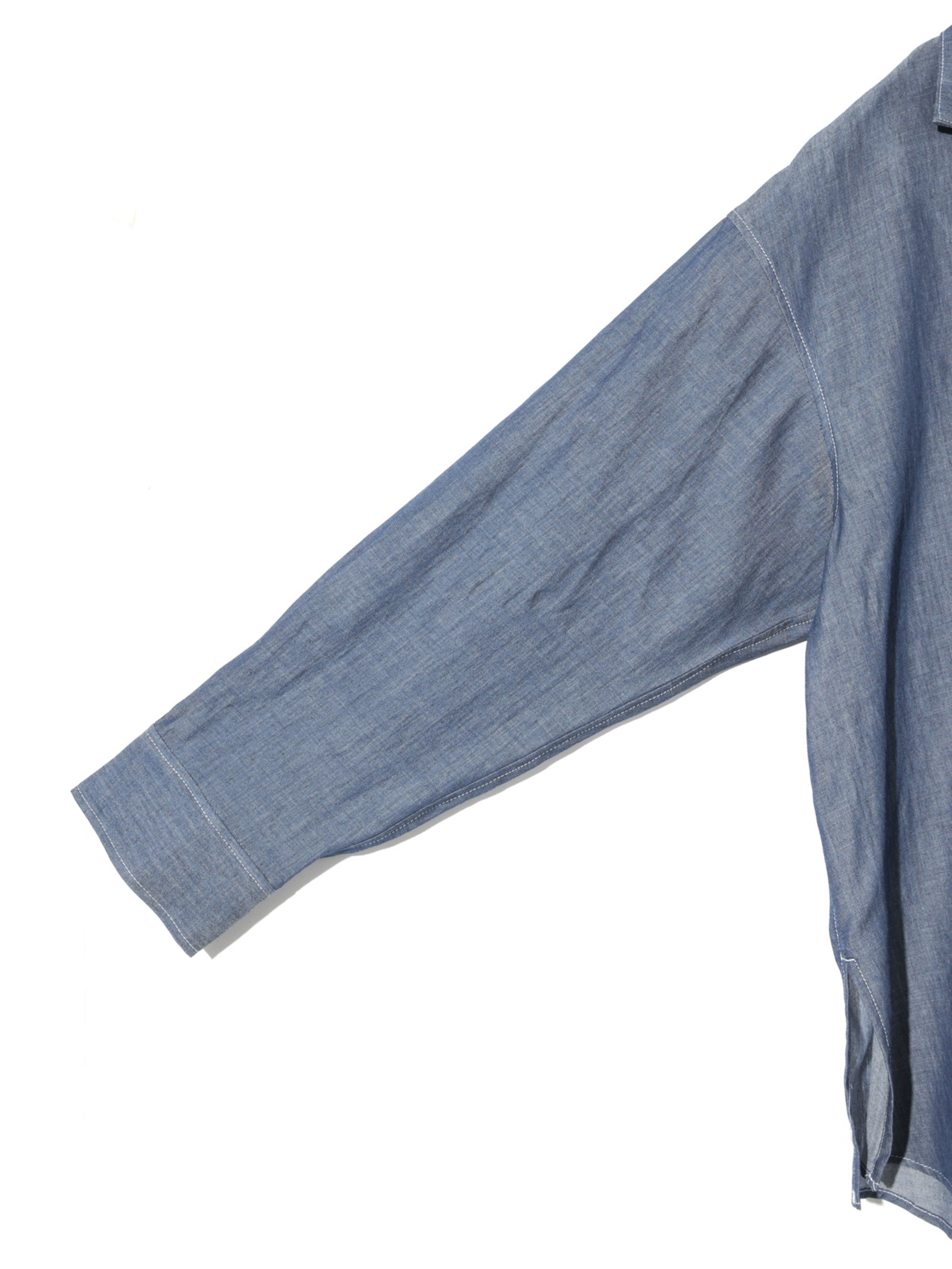 sheer denim open collar shirt(BLEACH)