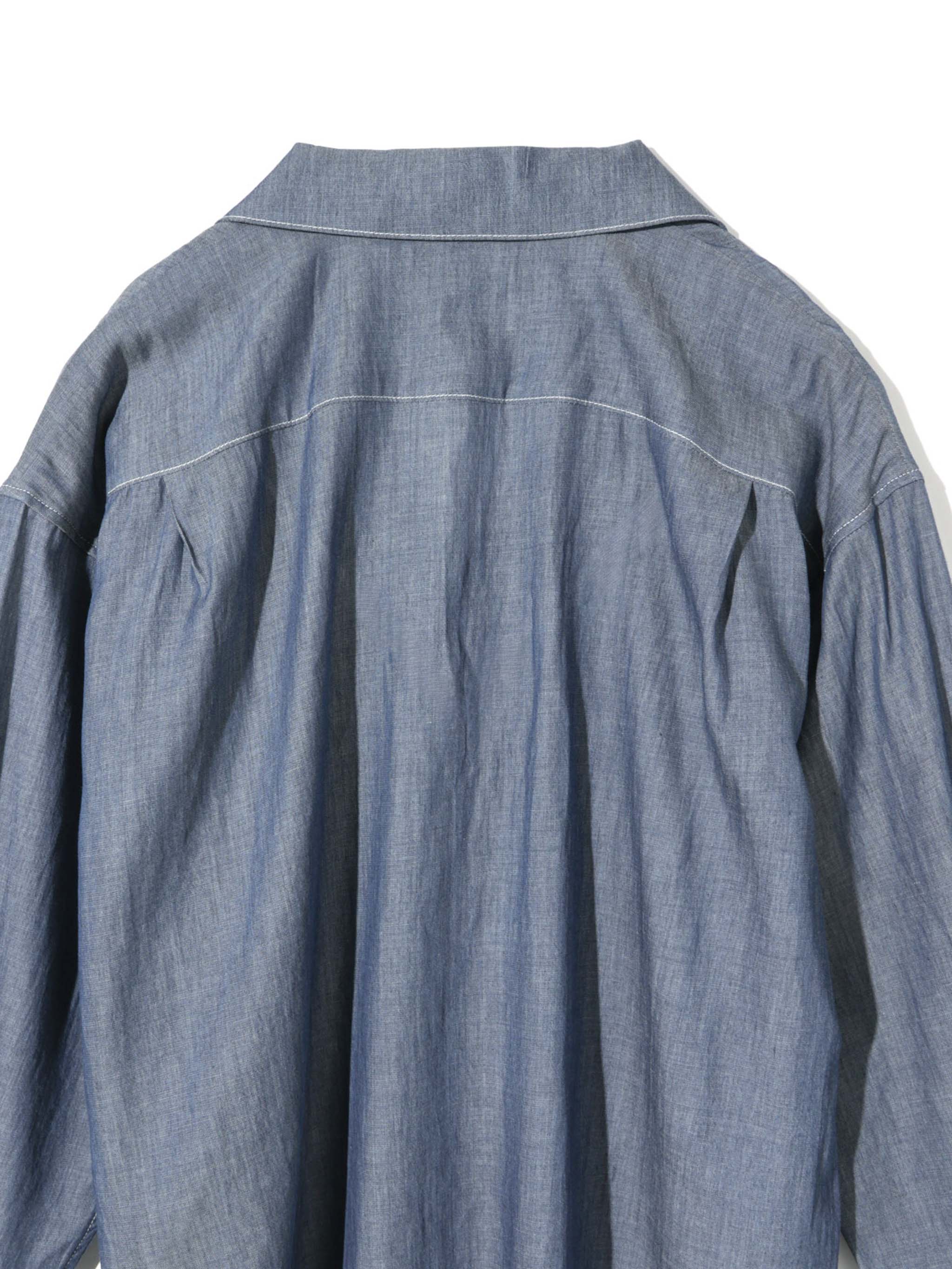 sheer denim open collar shirt(BLEACH)