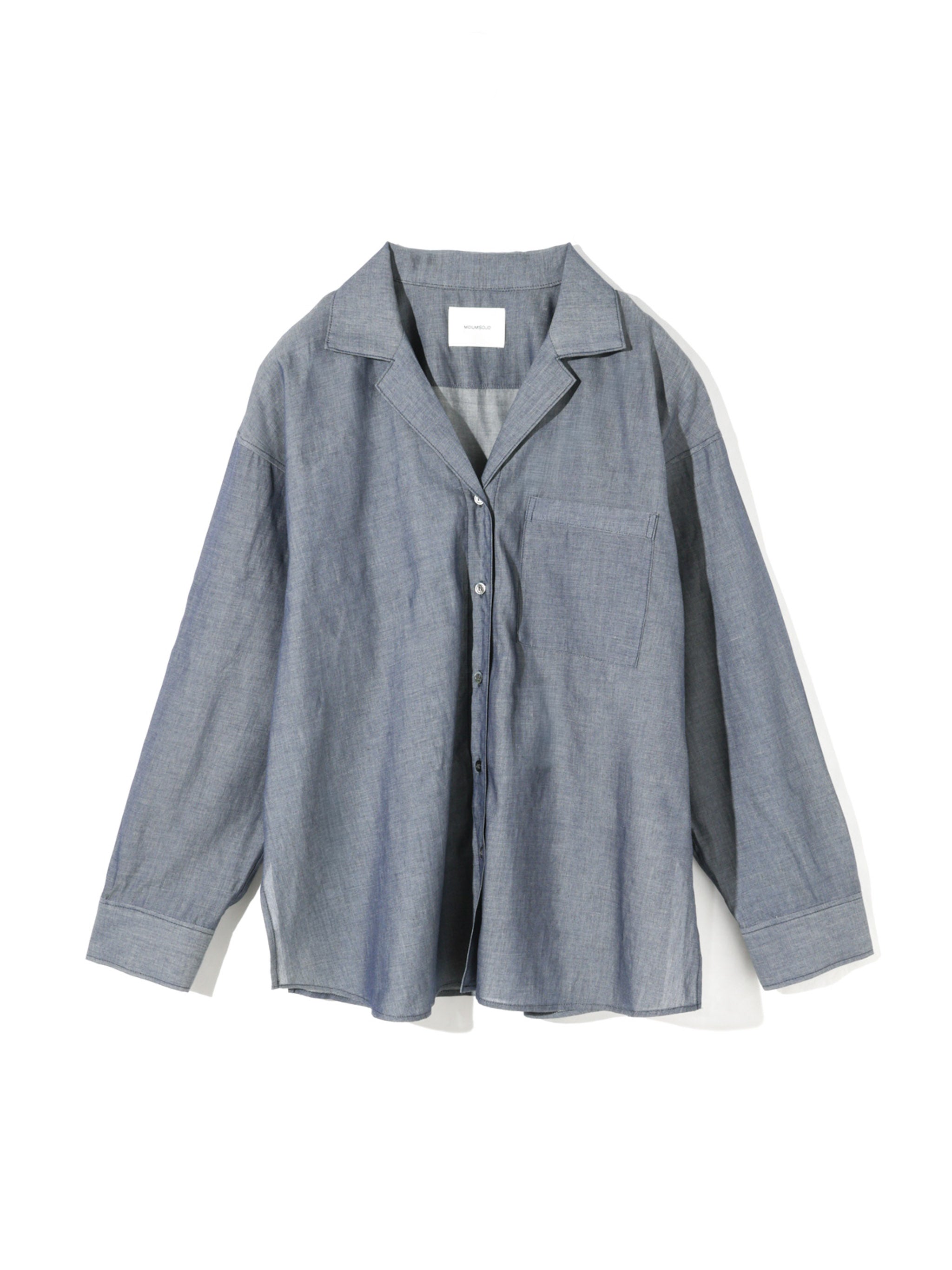 sheer denim open collar shirt
