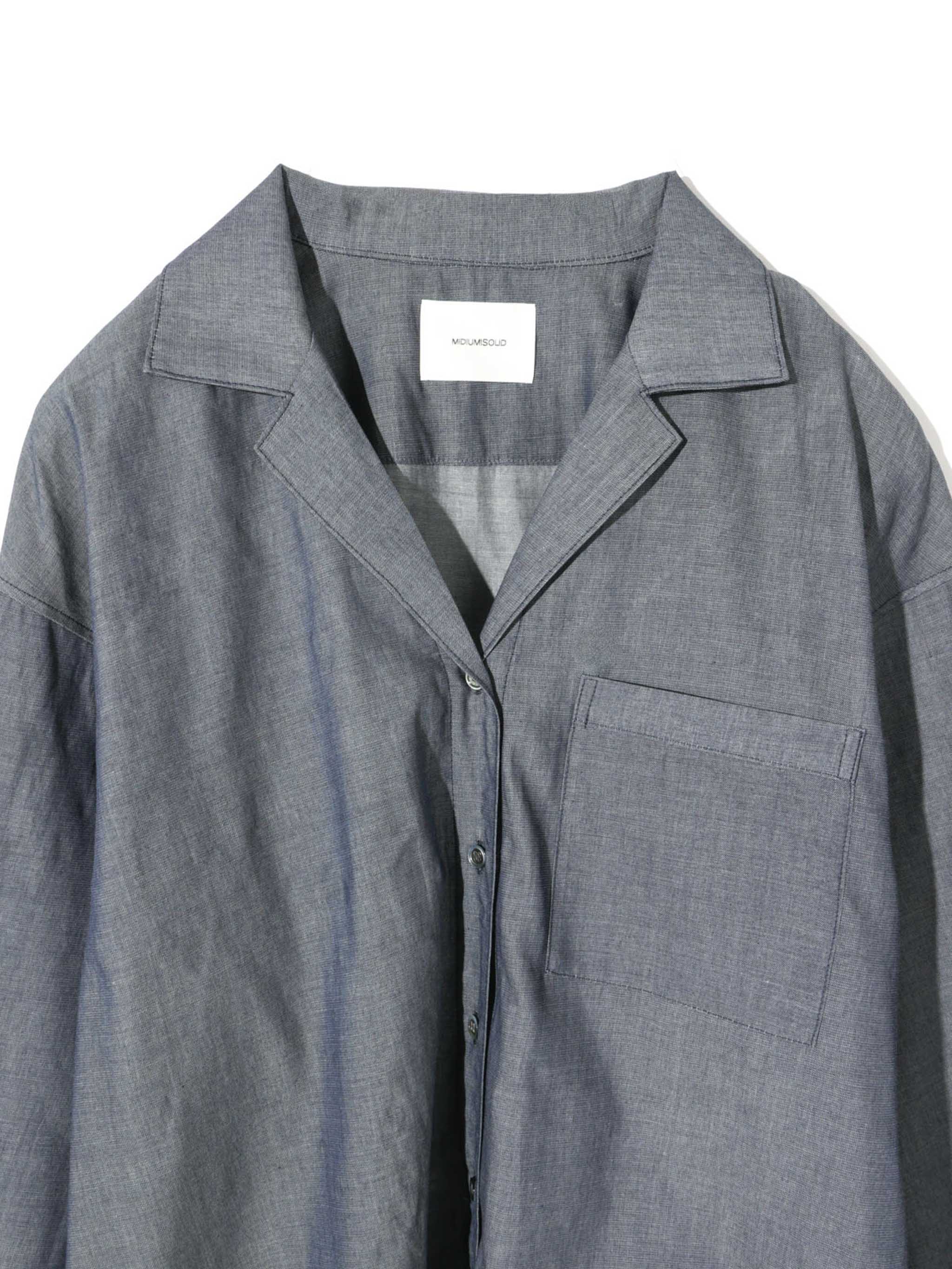 sheer denim open collar shirt