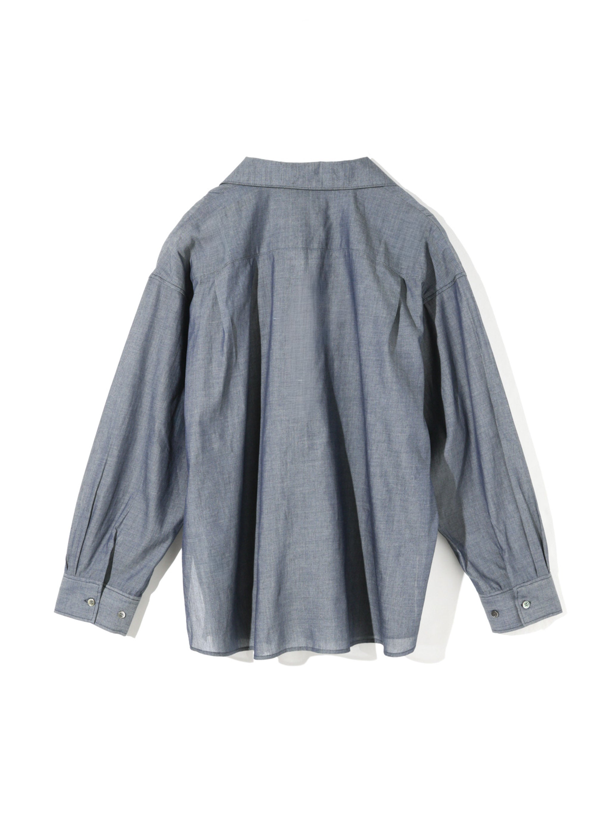 sheer denim open collar shirt