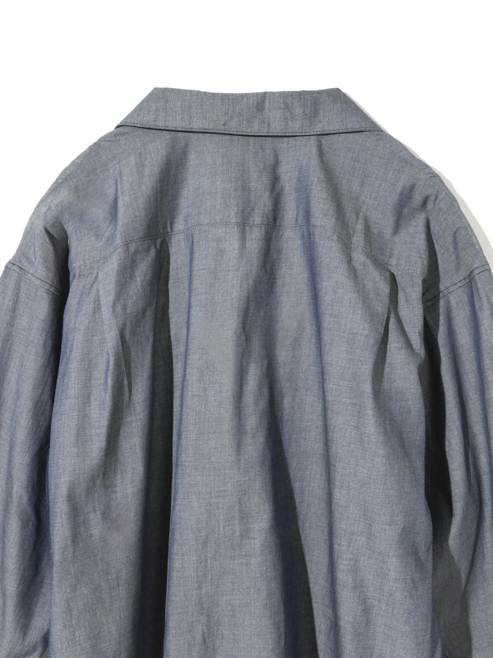 sheer denim open collar shirt