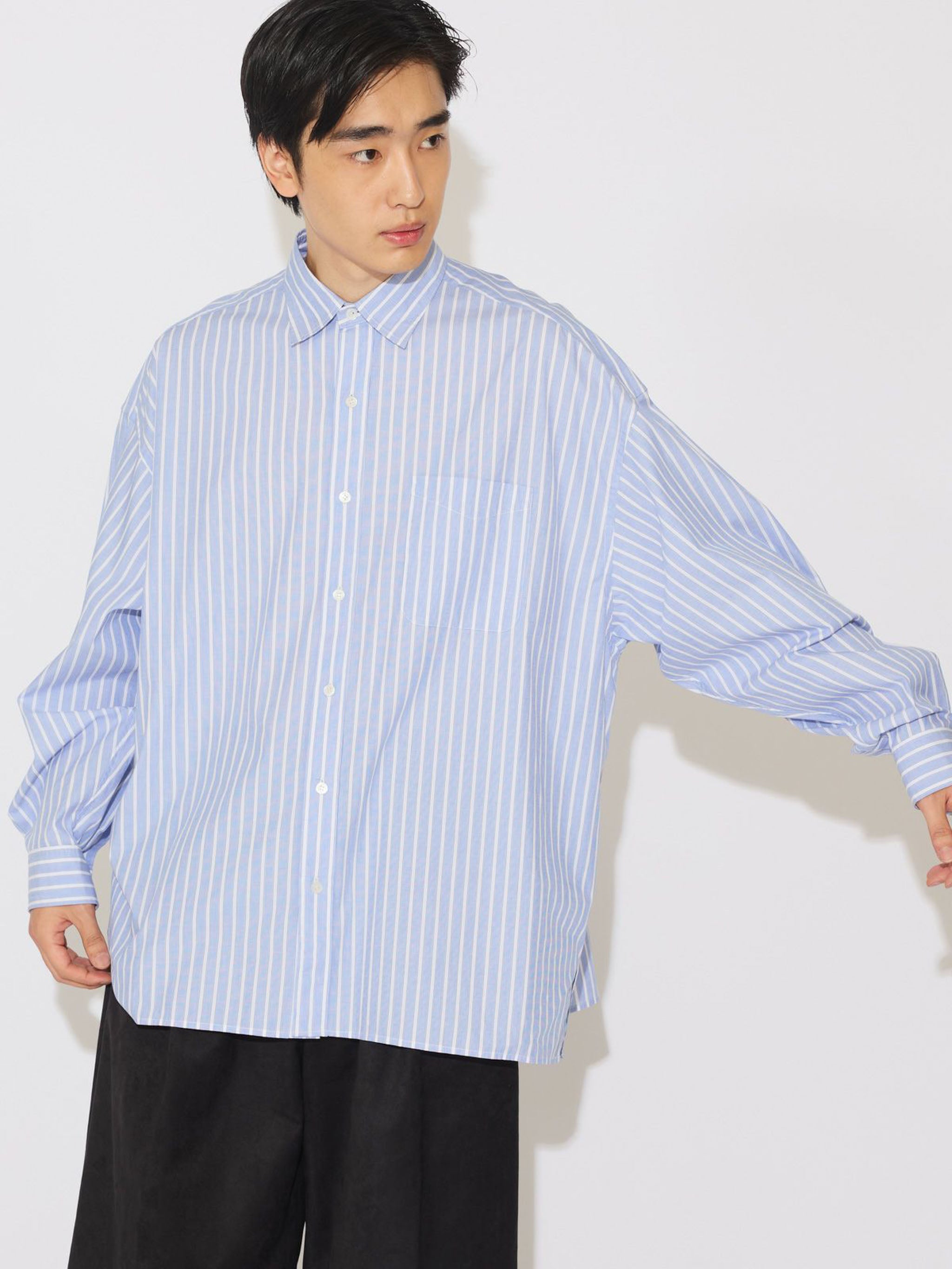 Men’s リラックスストライプシャツ【3-1035】