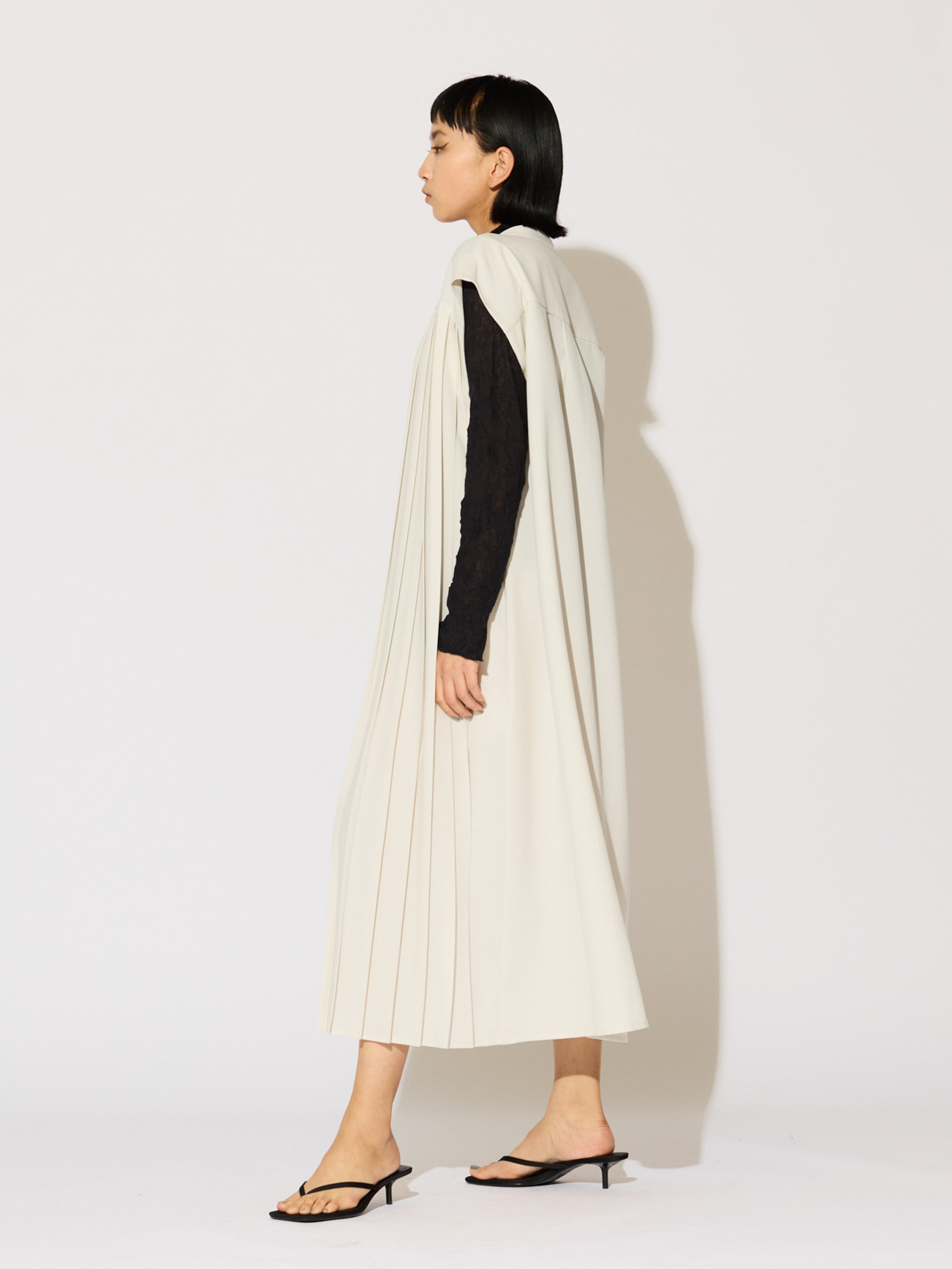 asymmetrical pleated sleeveless onepiece
