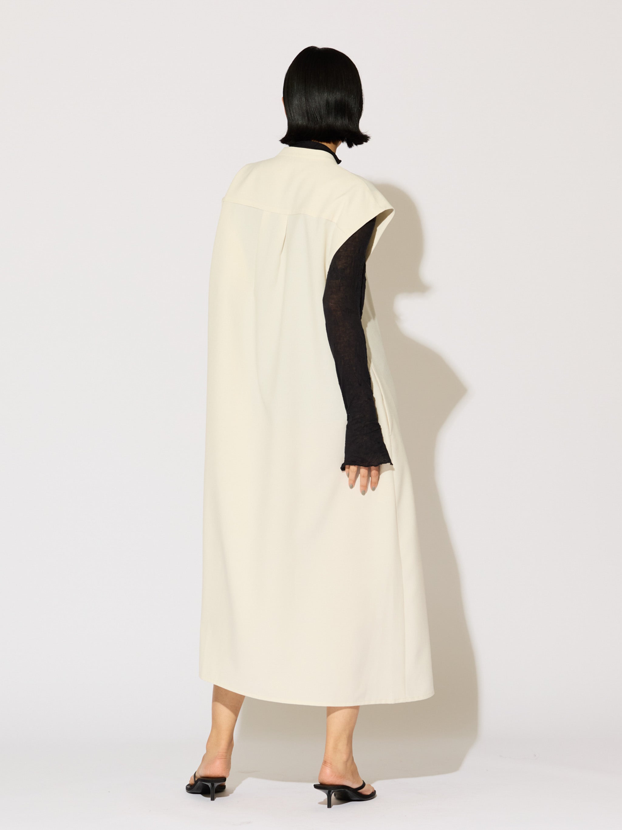 asymmetrical pleated sleeveless dress[A]