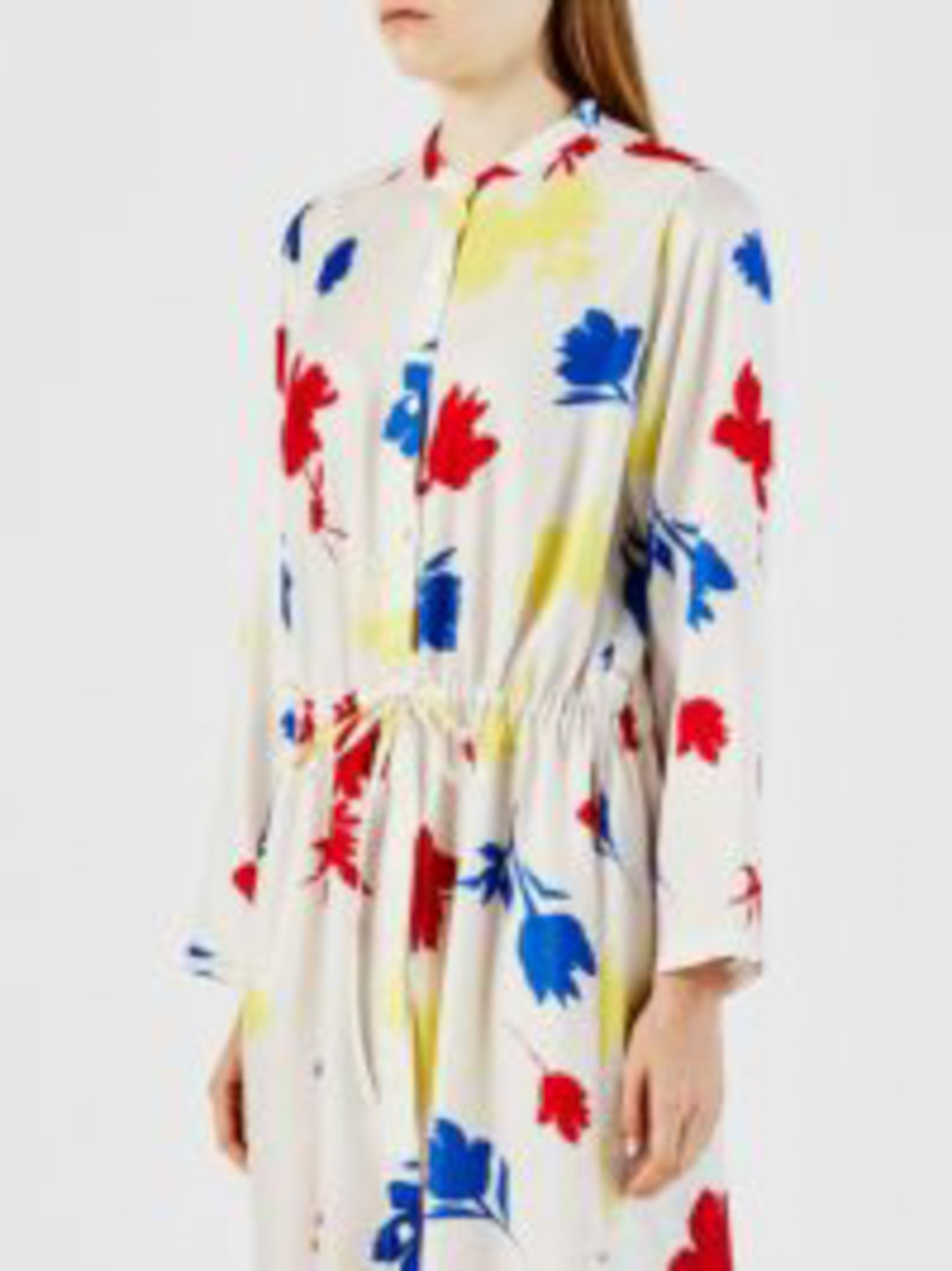 flower print stand collar shirt one-piece【3-1253】