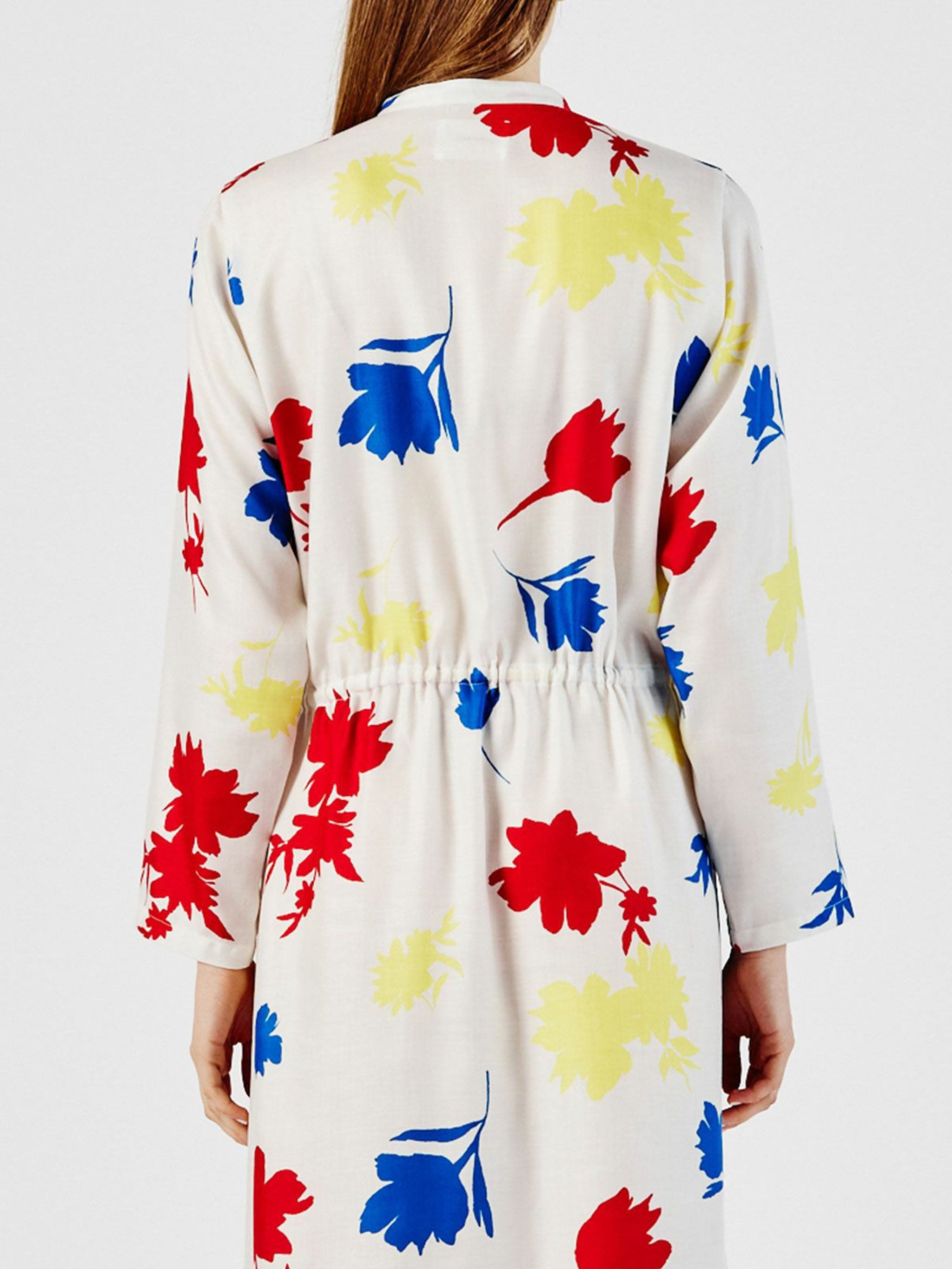 flower print stand collar shirt one-piece【3-1253】