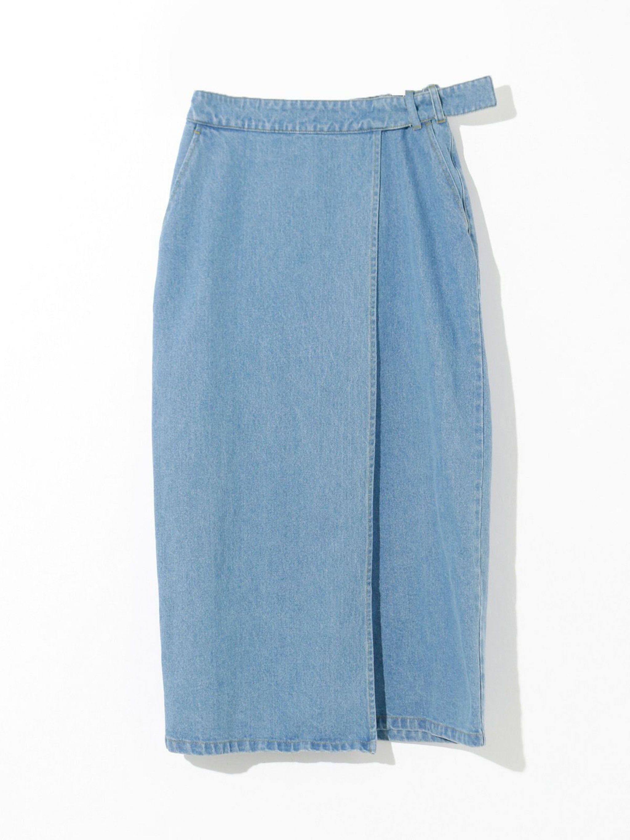 denim wrap skirt (blue)[A]