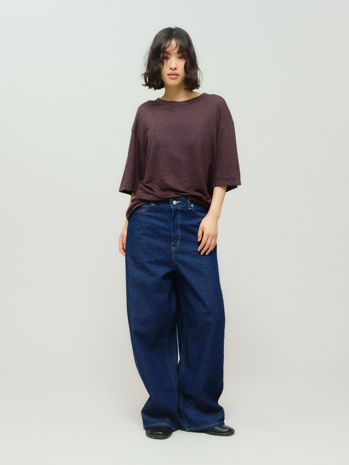 barrel leg wide denim