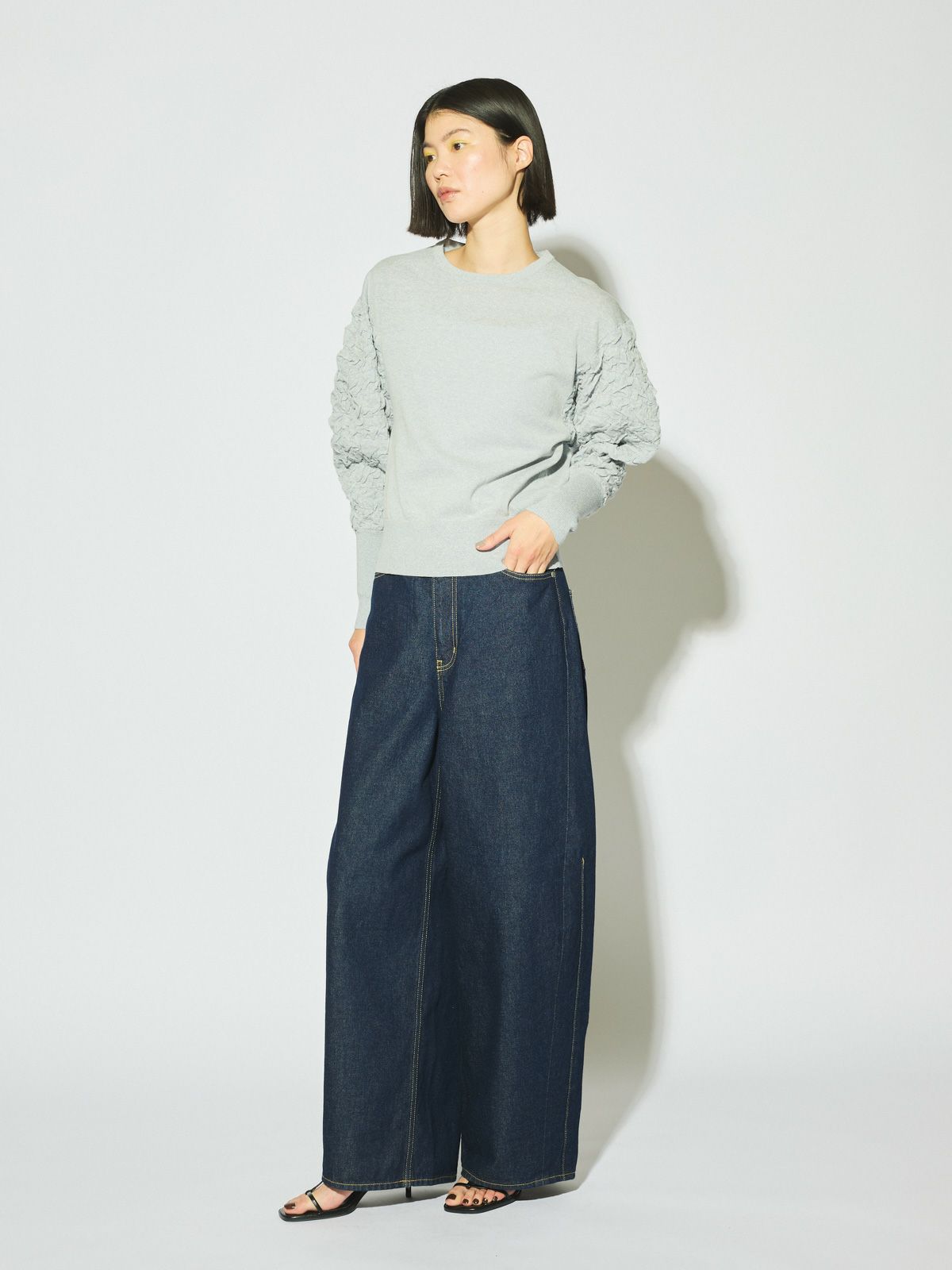 barrel leg wide denim