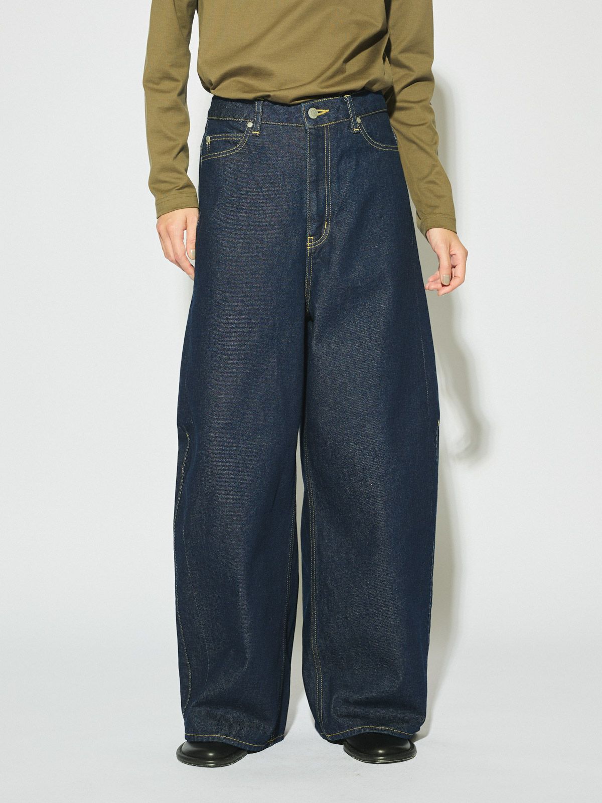 barrel leg wide denim