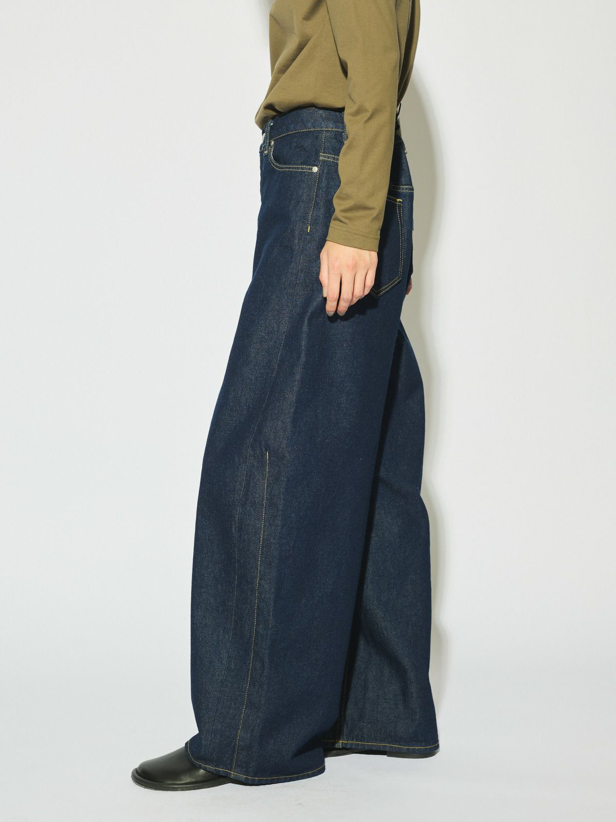 barrel leg wide denim