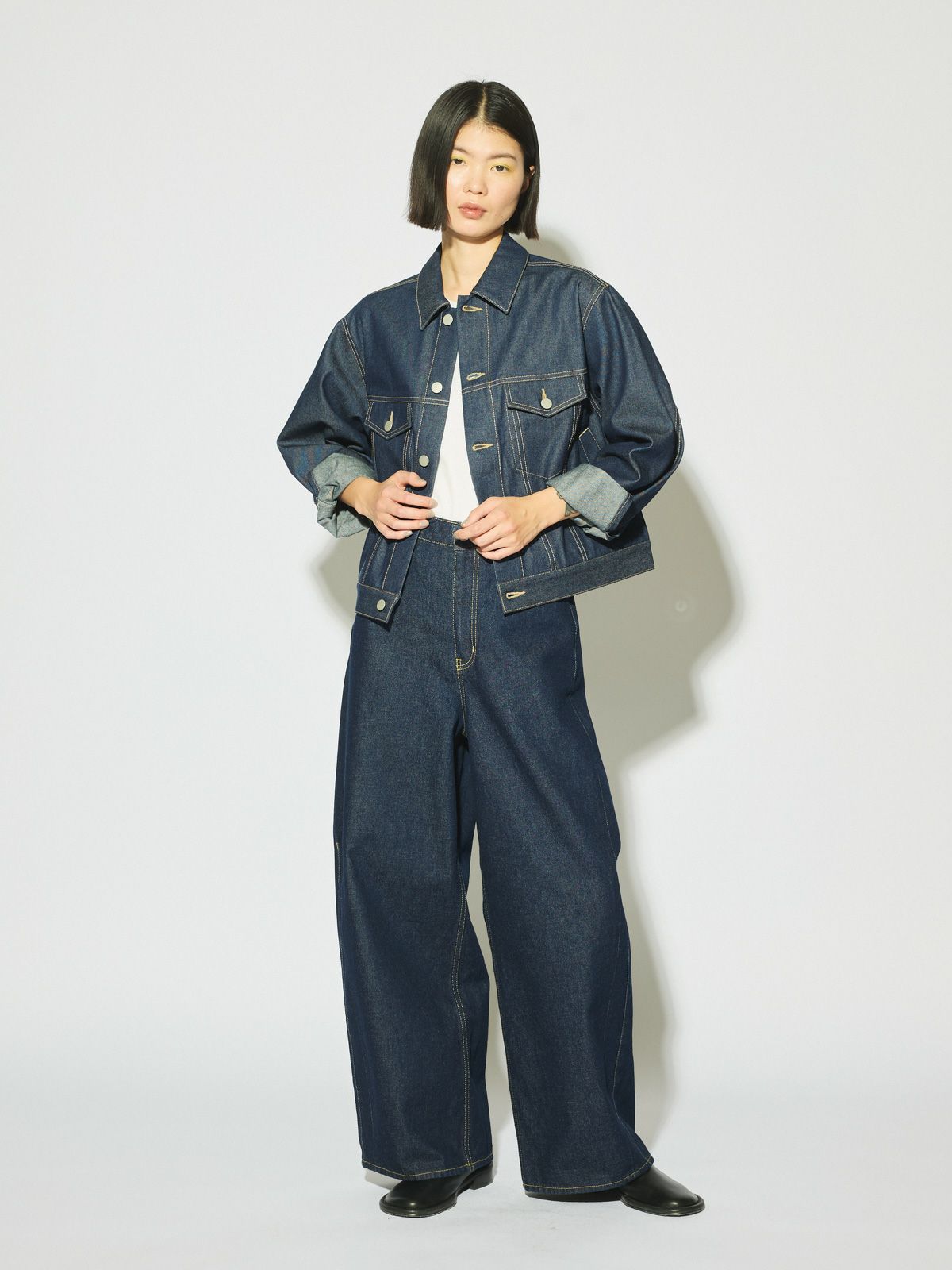 barrel leg wide denim