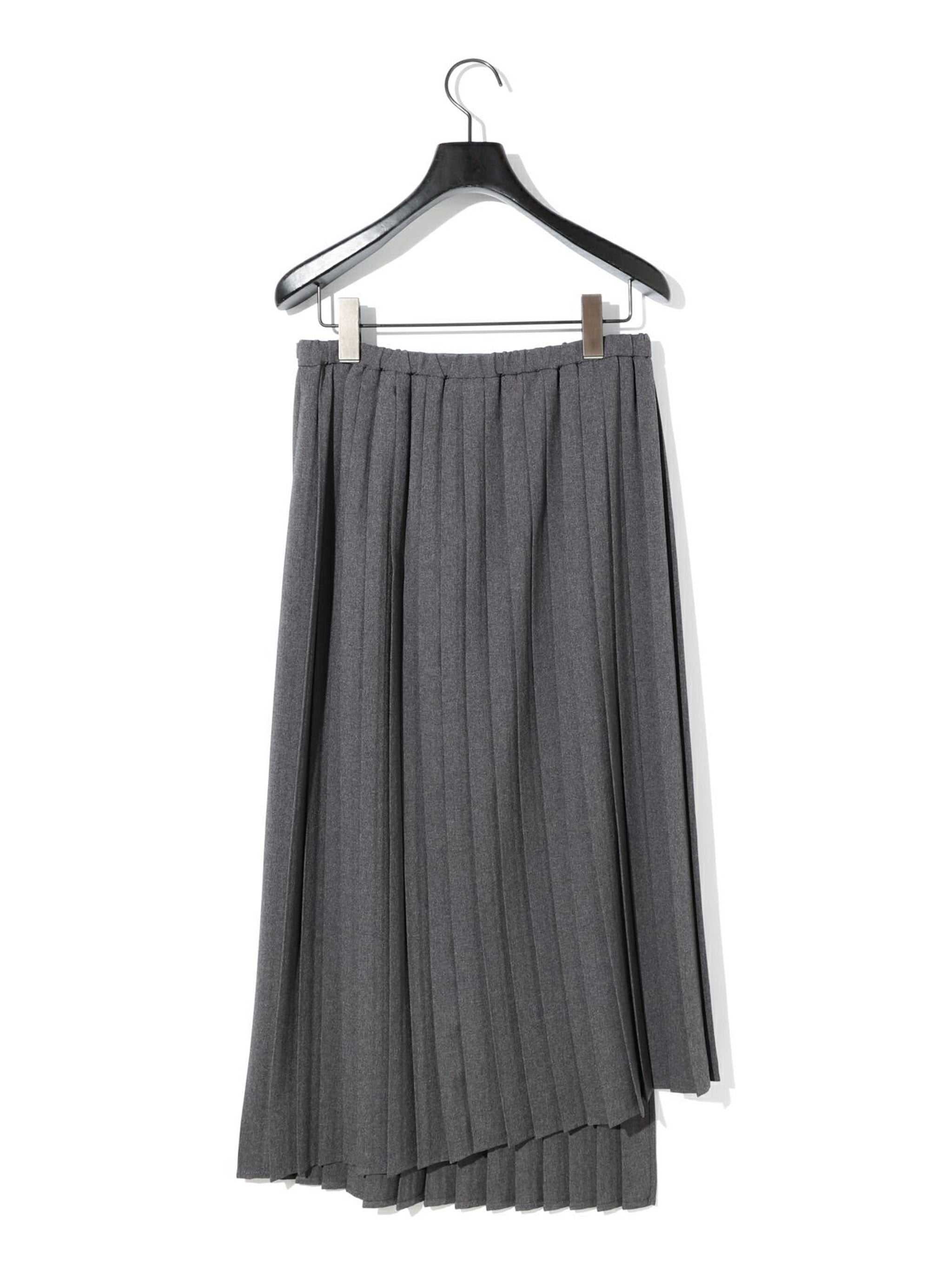 asymmetric hem wrap pleated skirt