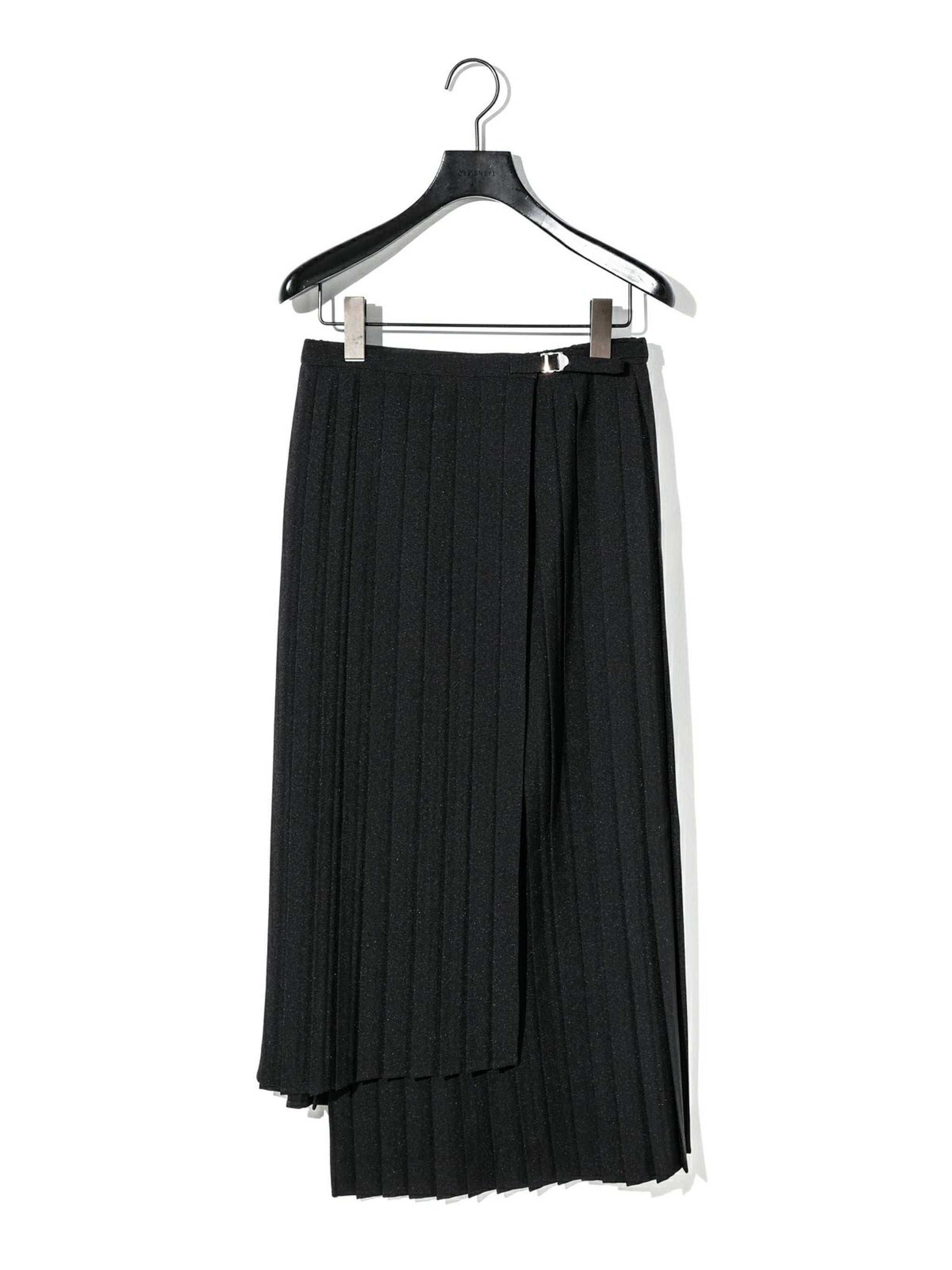 asymmetric hem wrap pleated skirt