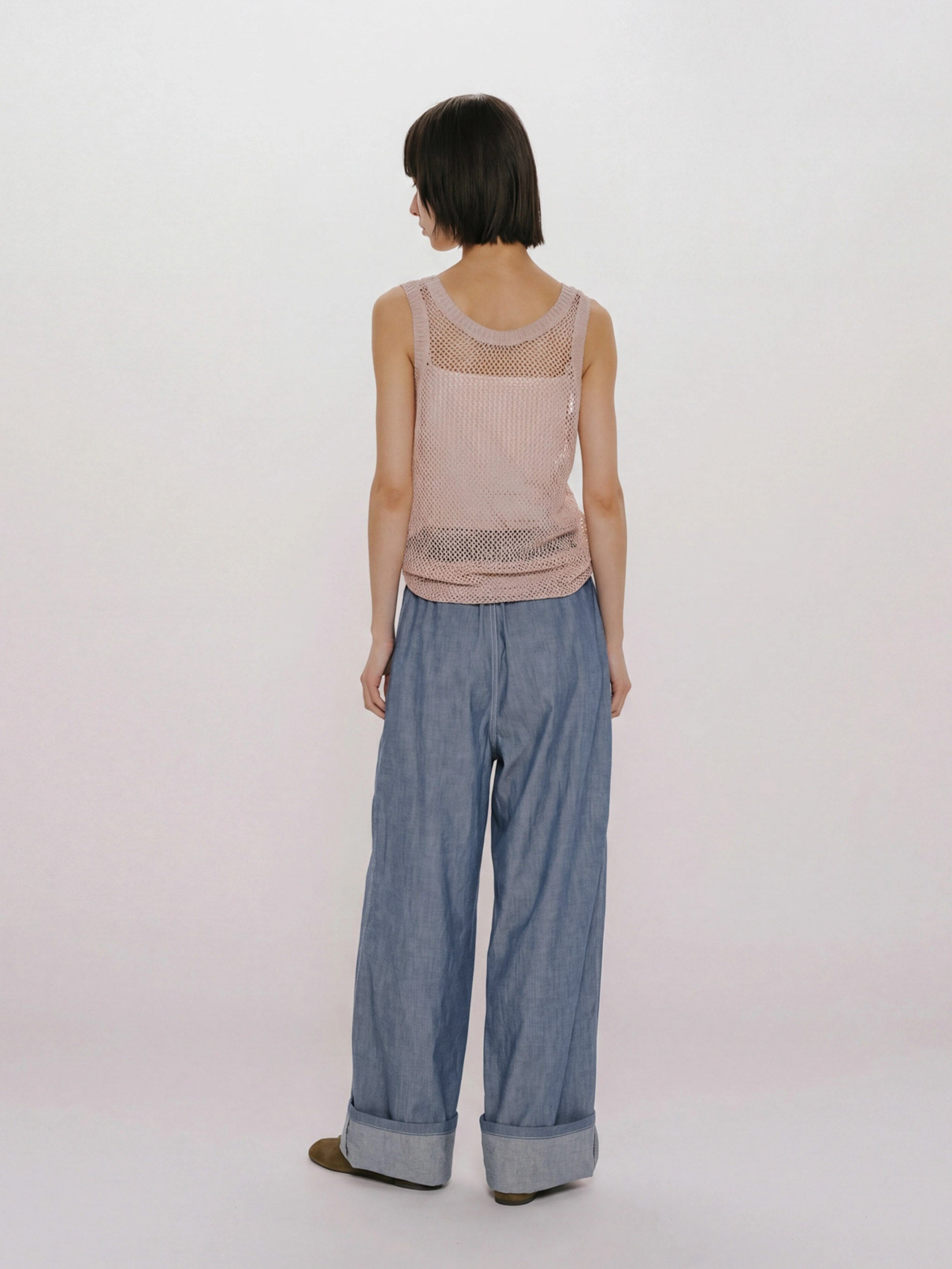 sheer denim easy pants（BLEACH）