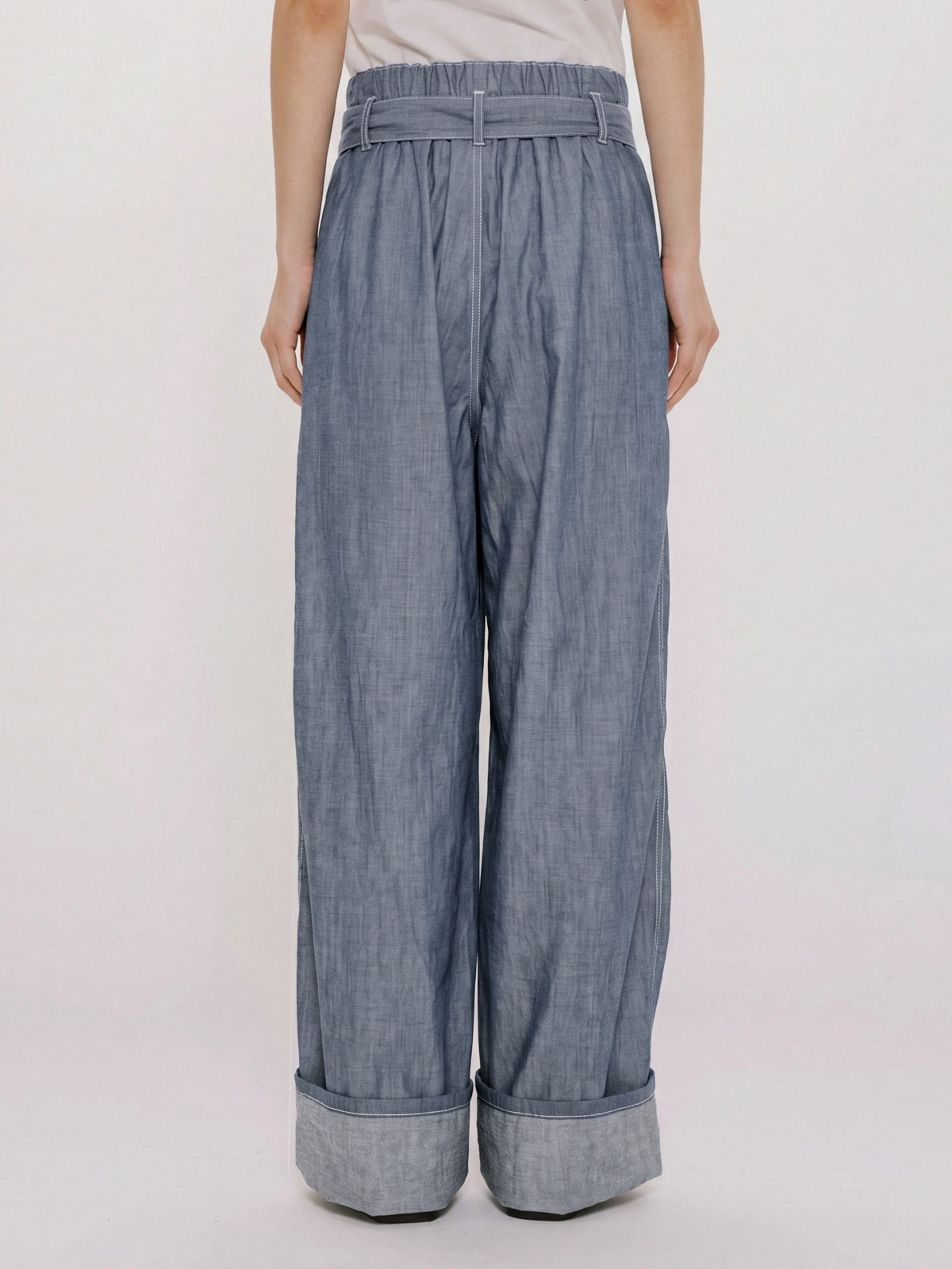 MIDIUMISOLID sheer denim easy PT（BLEACH）