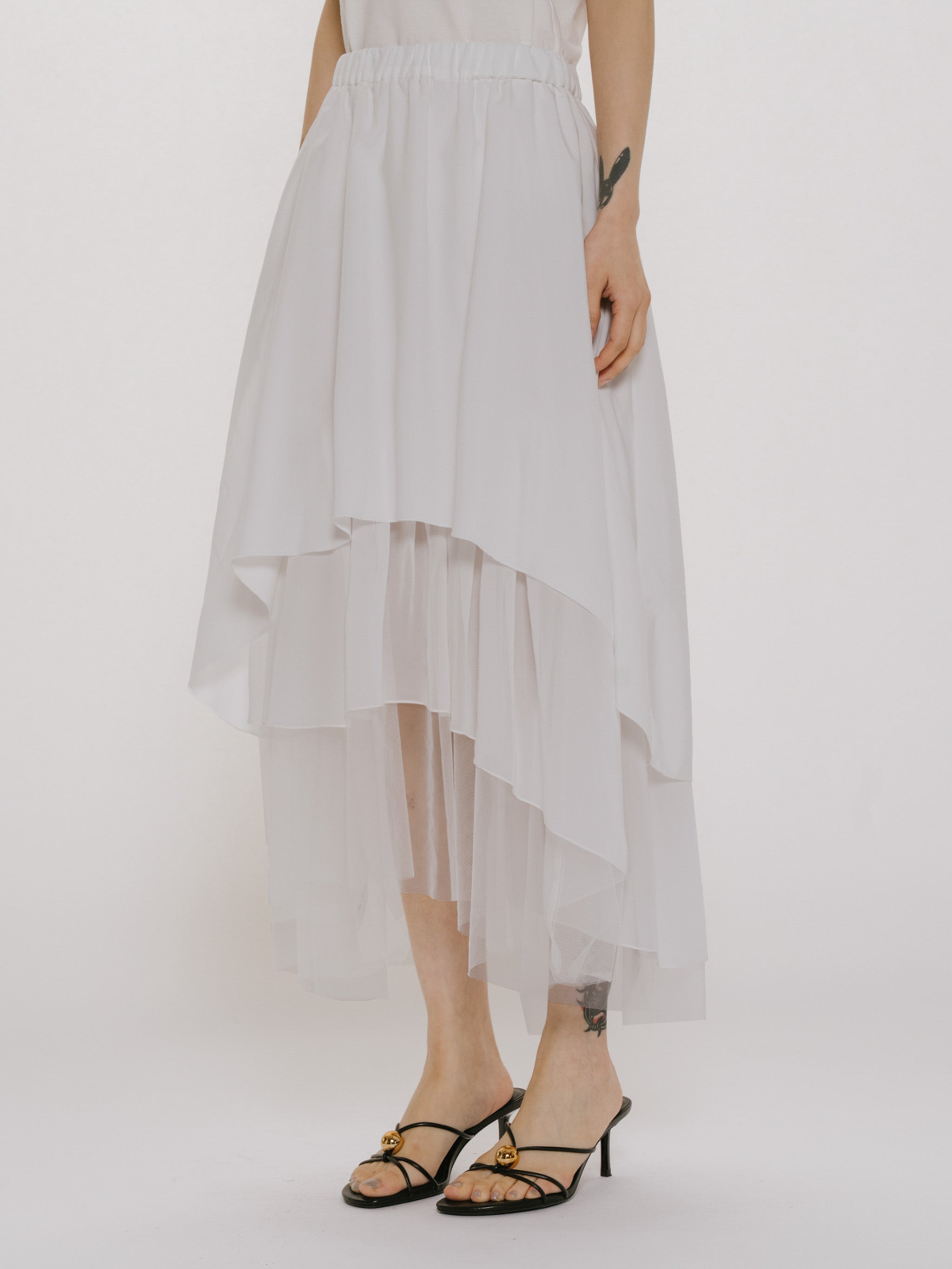 asymmetry tiered skirt