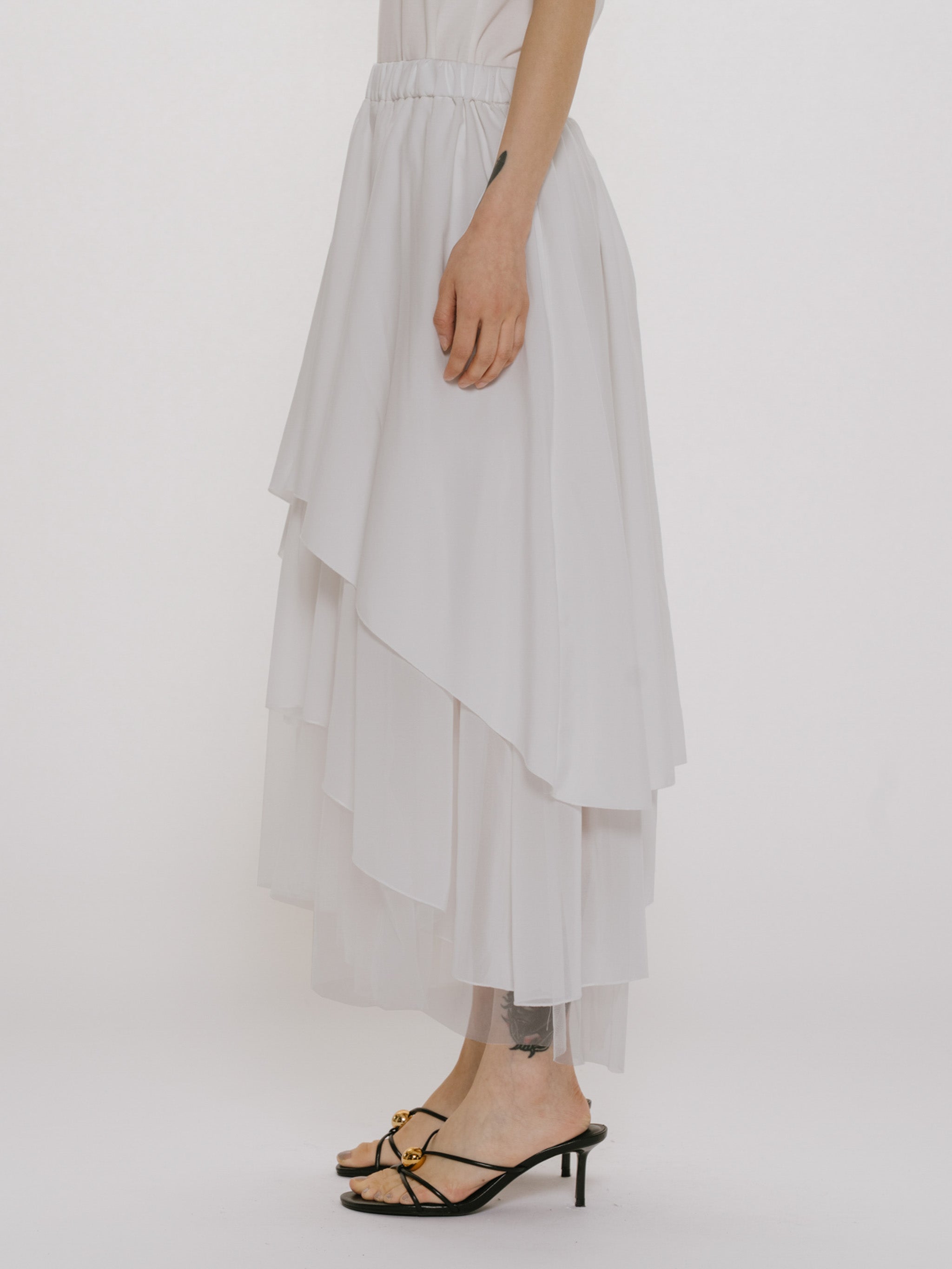 asymmetry tiered skirt