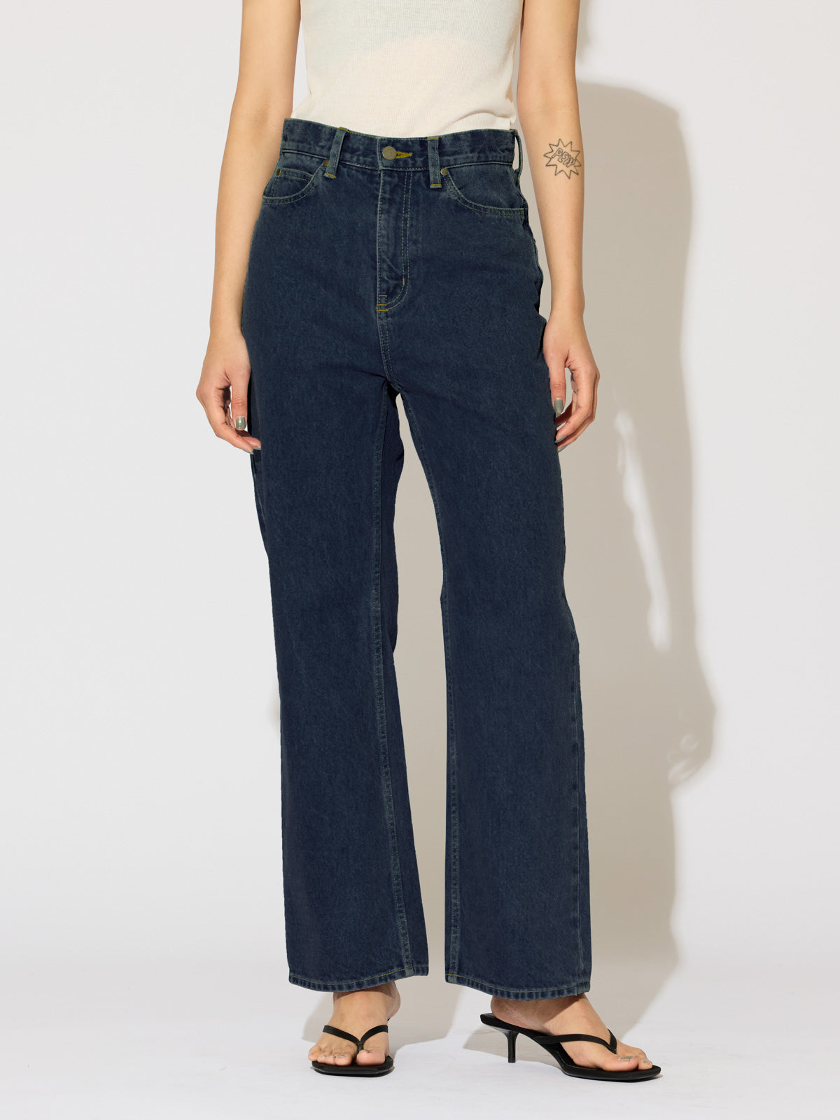 high waist straight denim