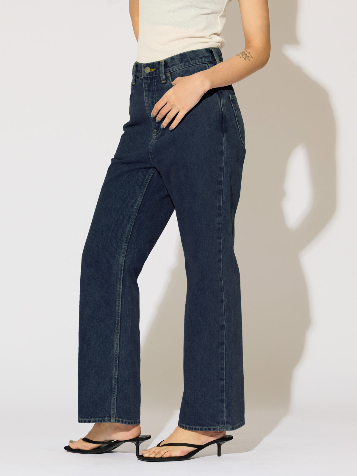 high waist straight denim