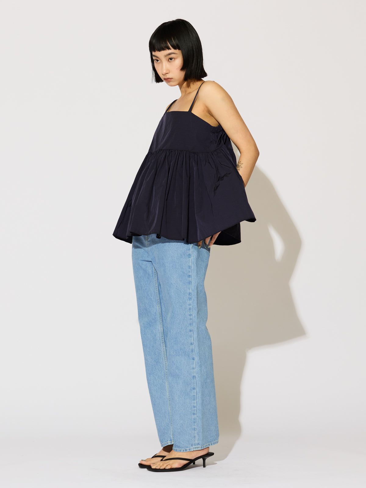 high waist straight denim