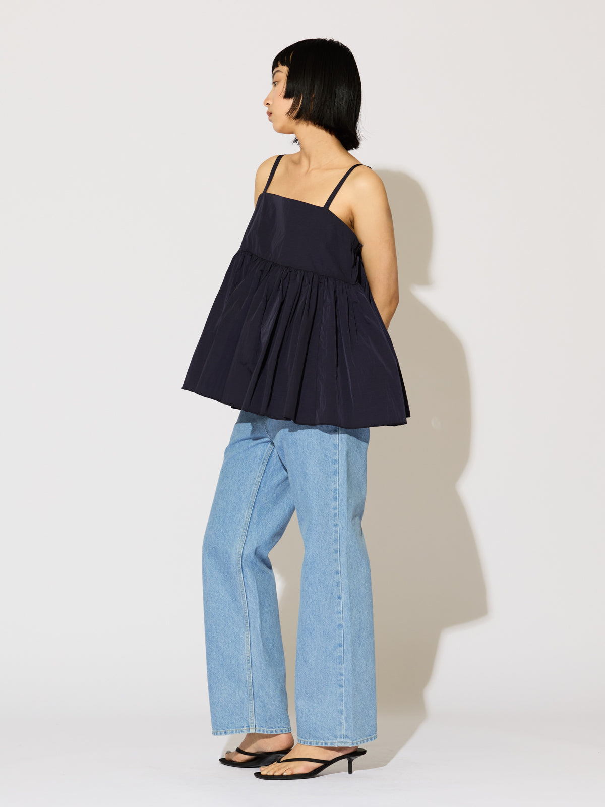 high waist straight denim