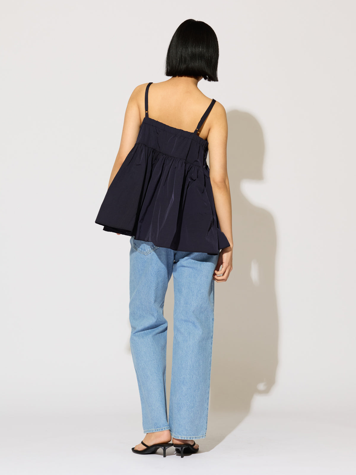 high waist straight denim