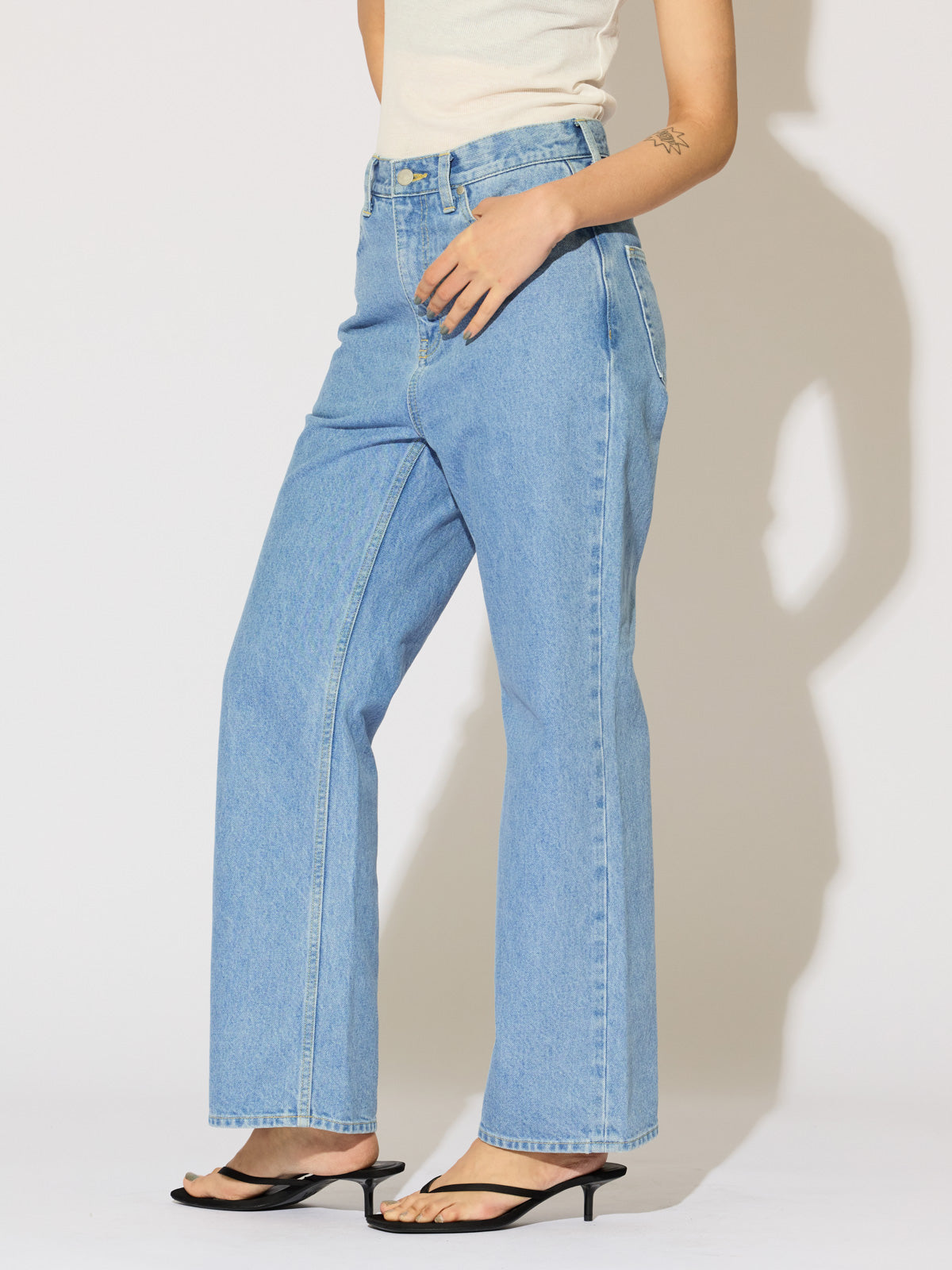high waist straight denim