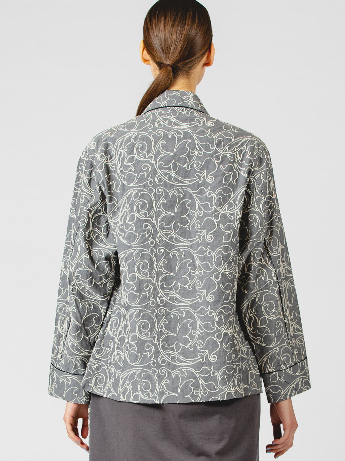 embroidered shawl collar jacket