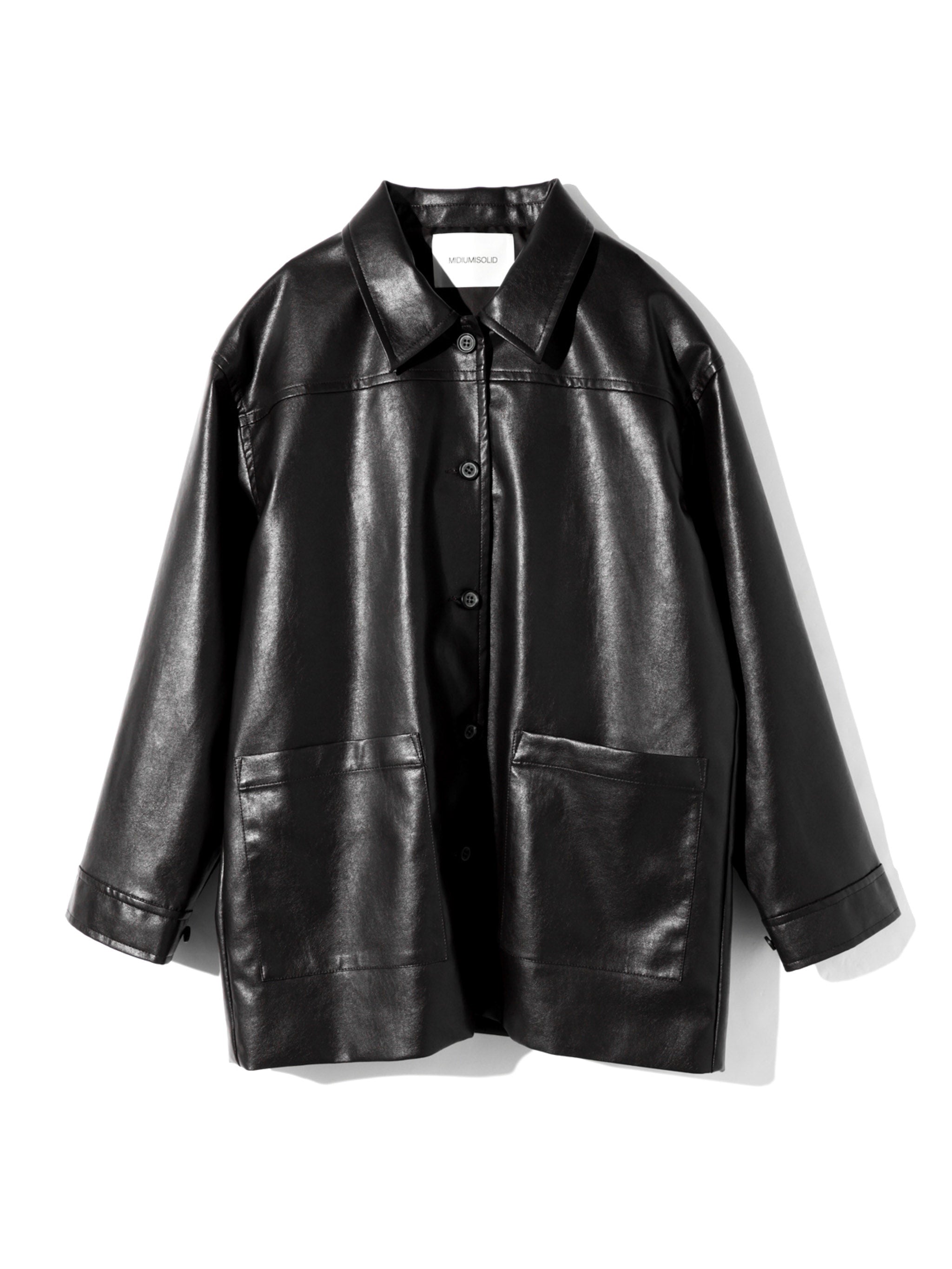 synthetic leather over size blouson