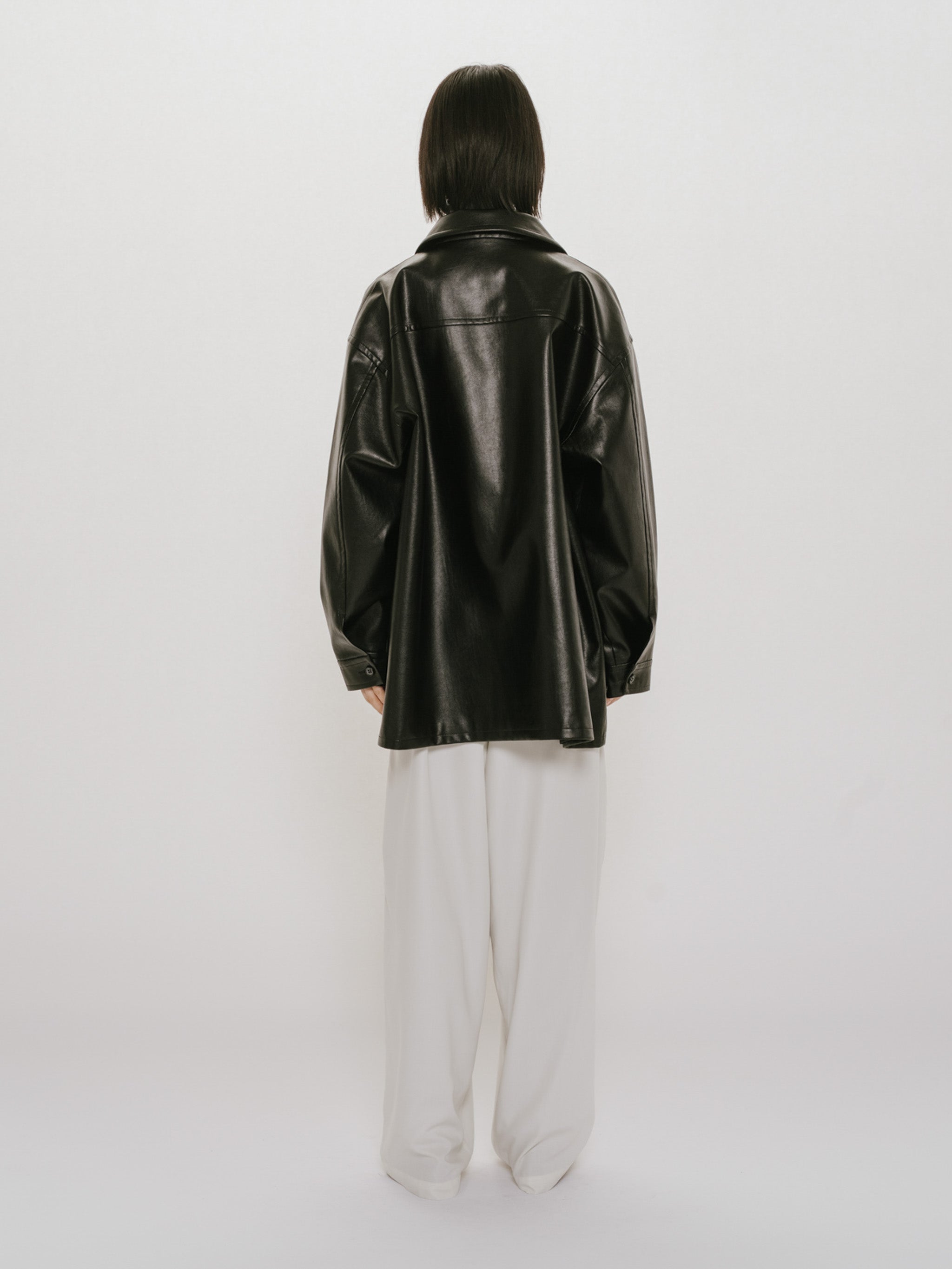 synthetic leather over size blouson