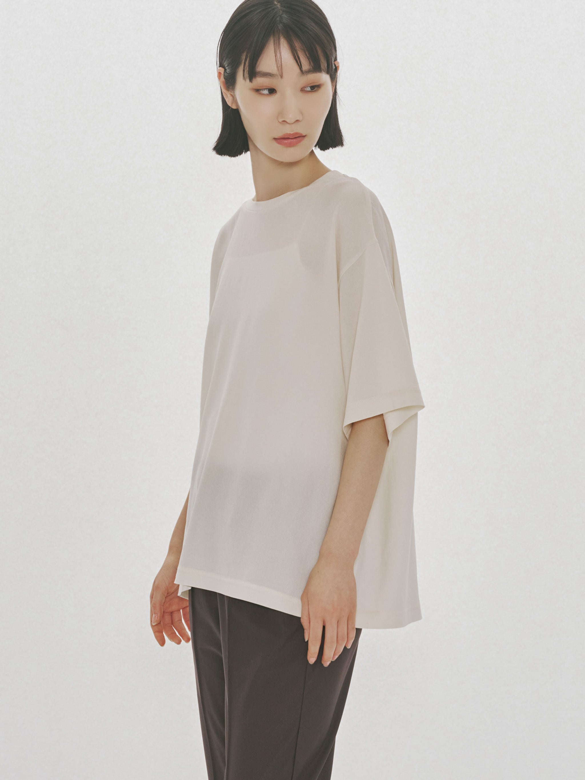 half sleeve sheer basic pullover