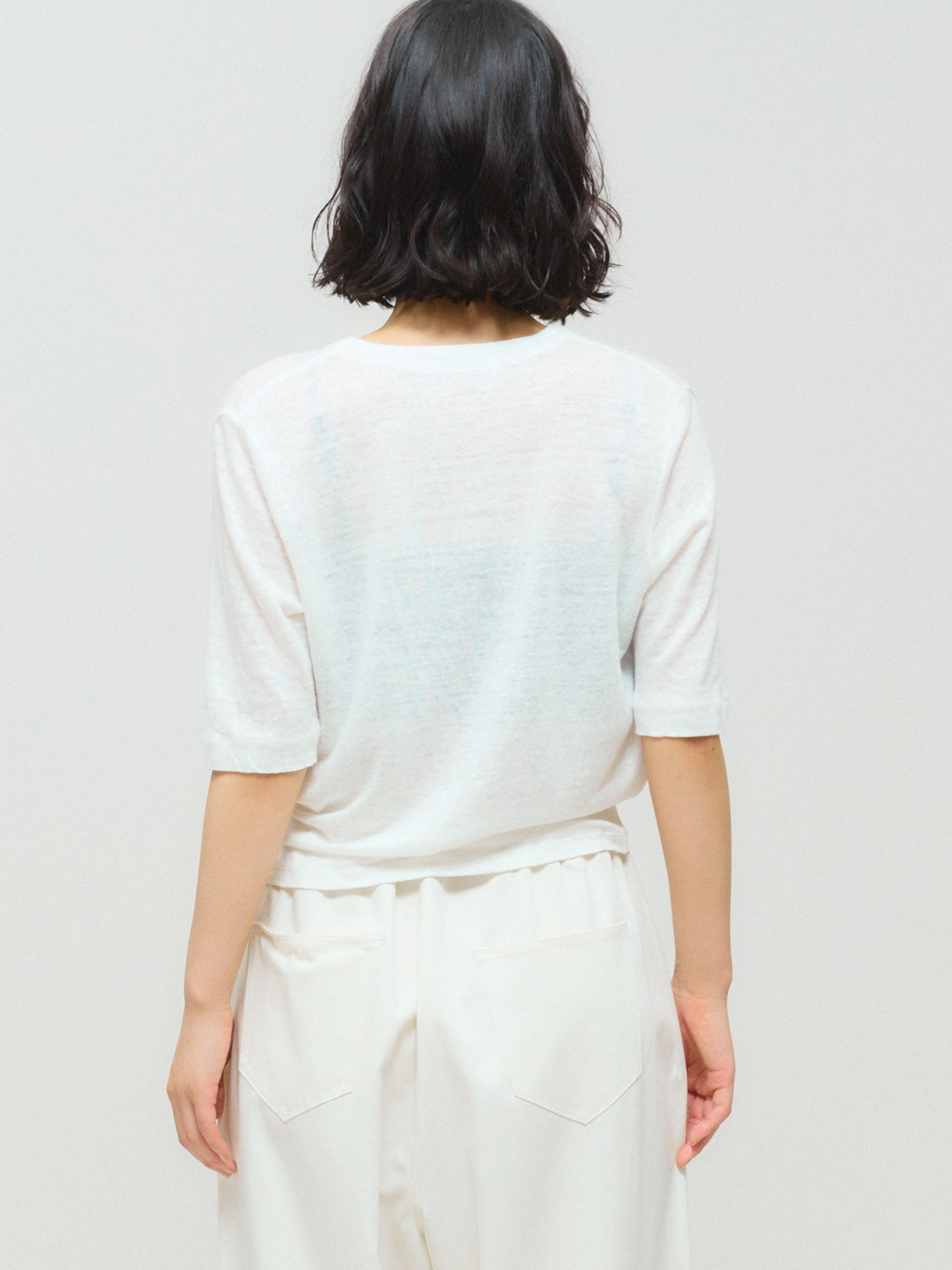 half sleeve compact linen cardigan[A]