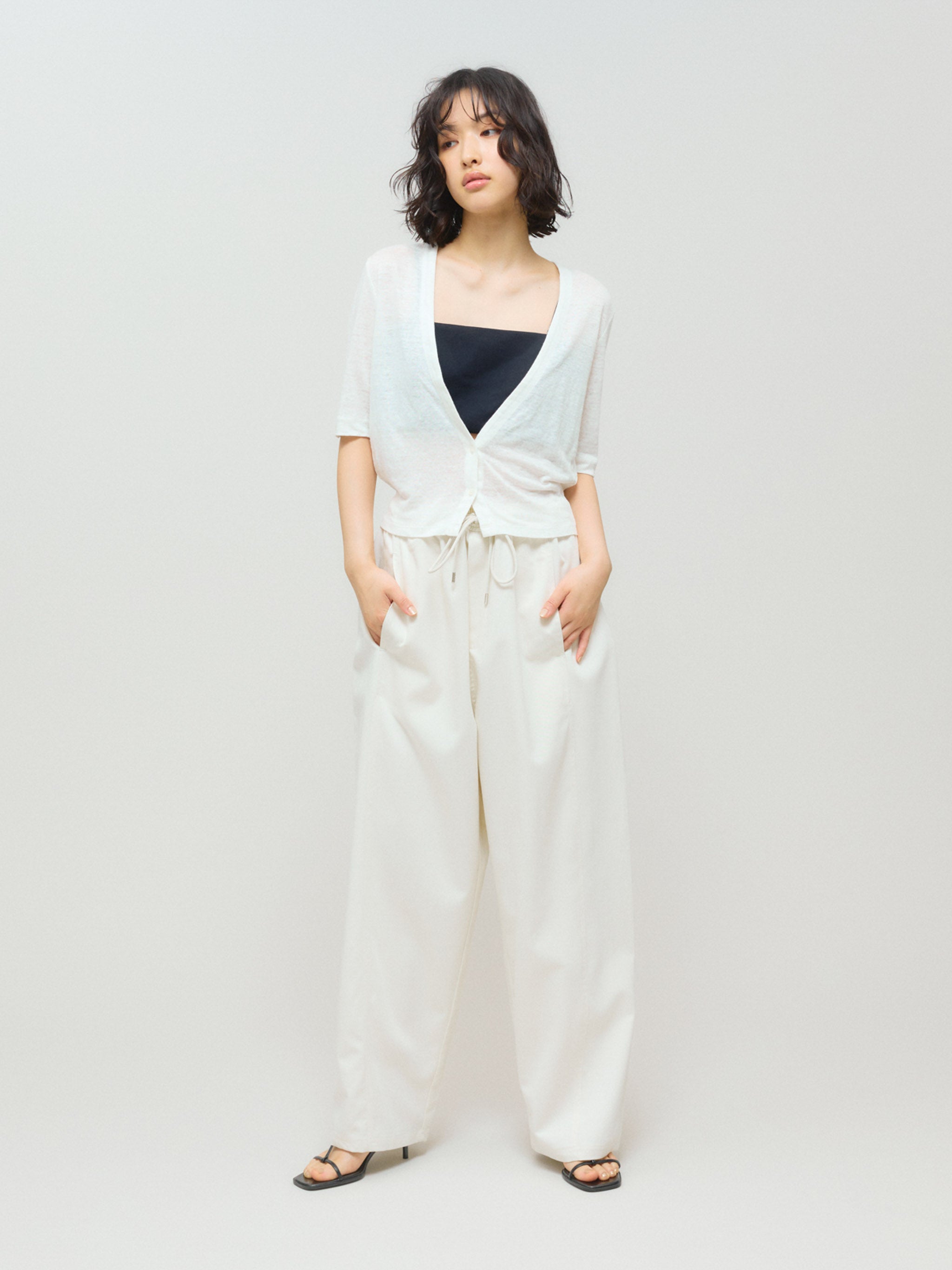 half sleeve compact linen cardigan[A]