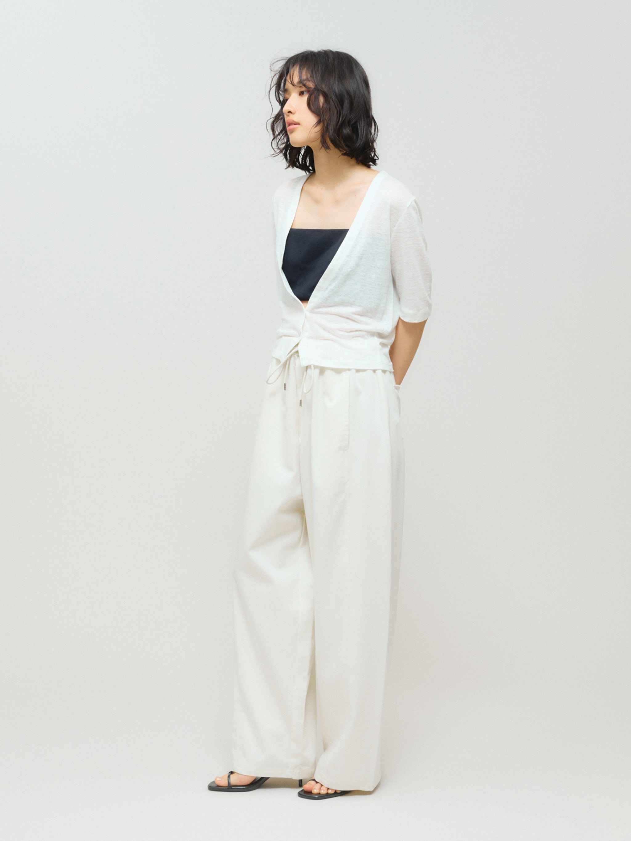 half sleeve compact linen cardigan[A]