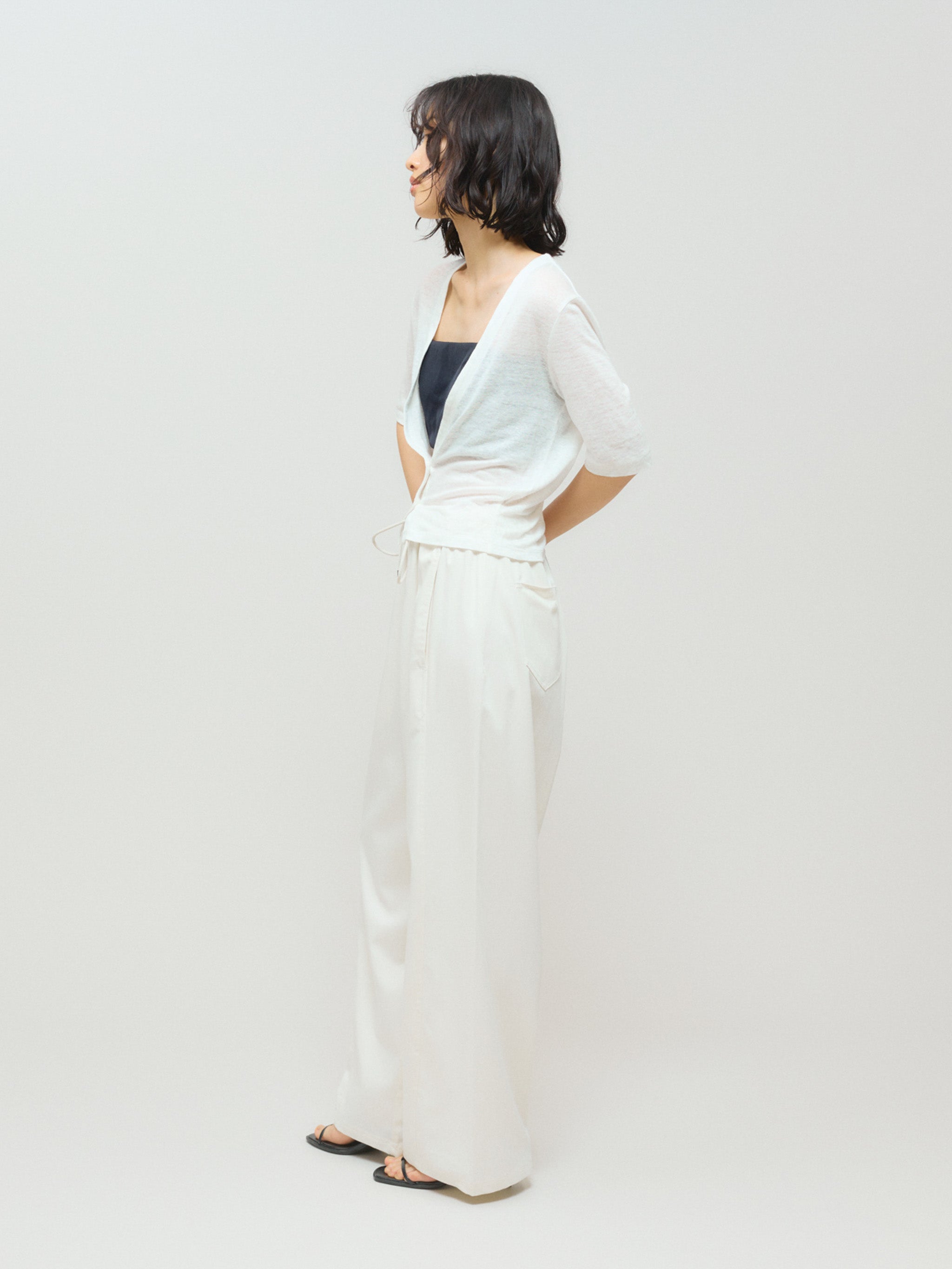 half sleeve compact linen cardigan[A]