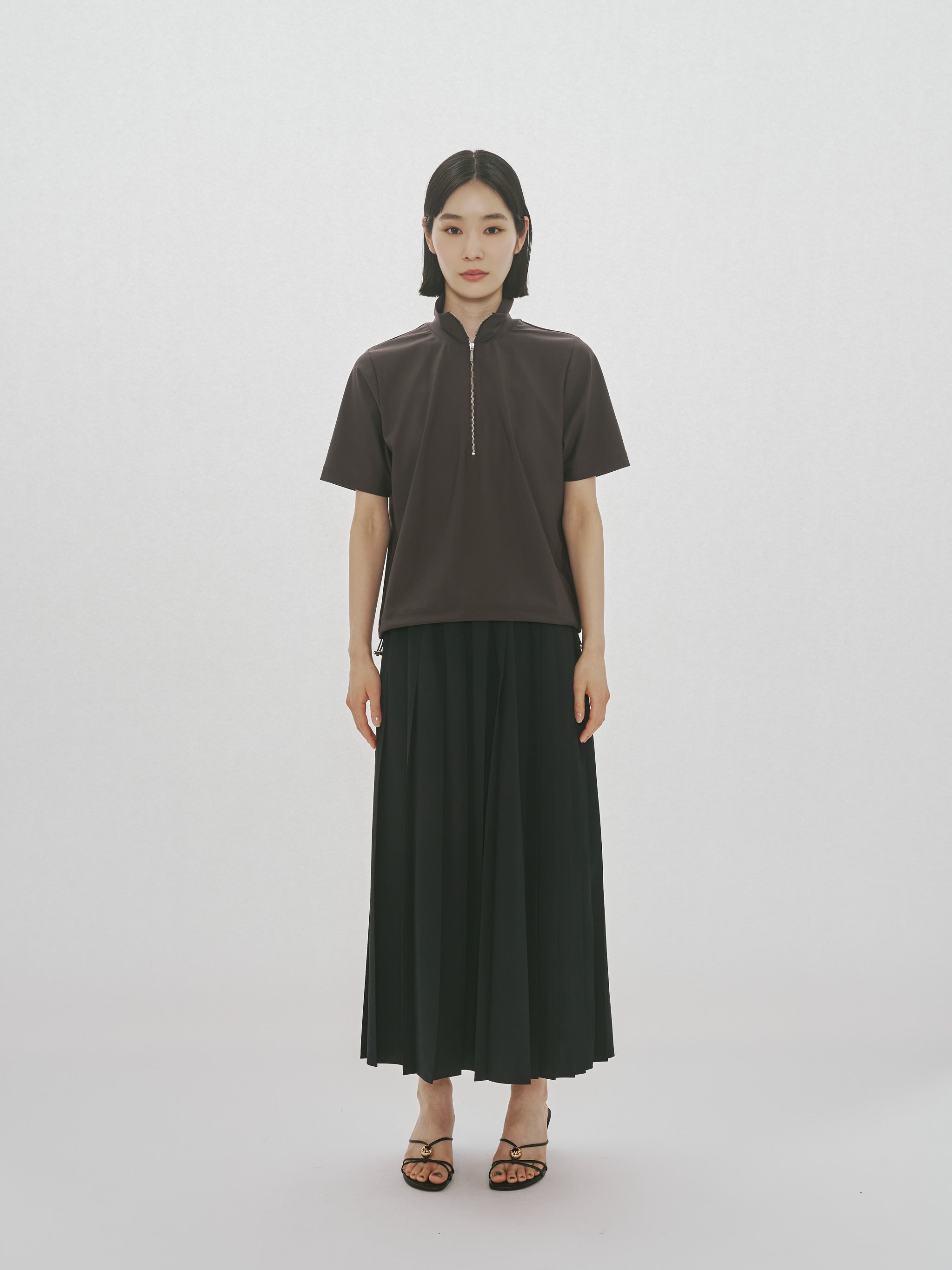 essential zip neck top