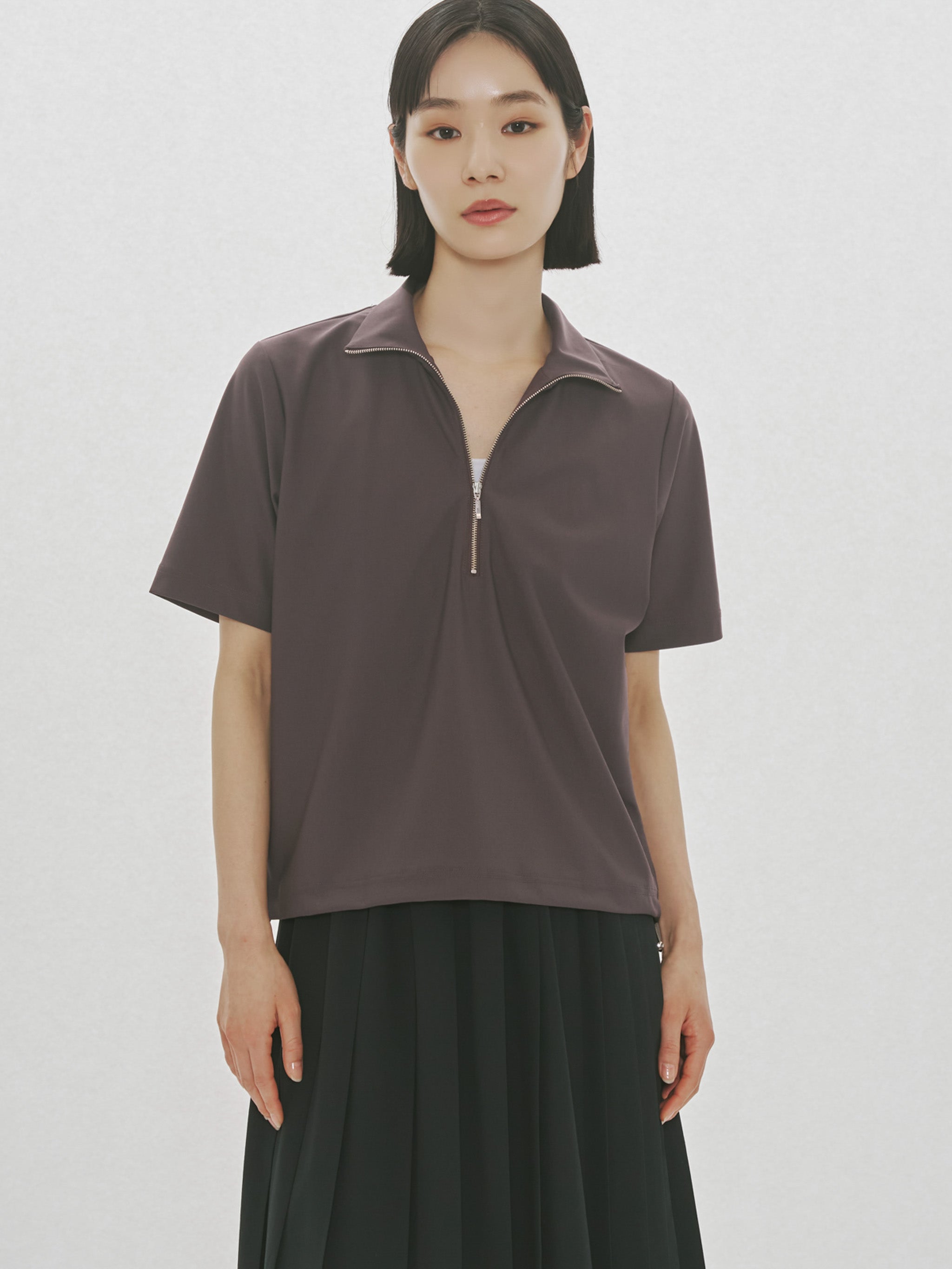 Essential Zip Neck Top｜高機能ジップネックトップス｜MIDIUMISOLID