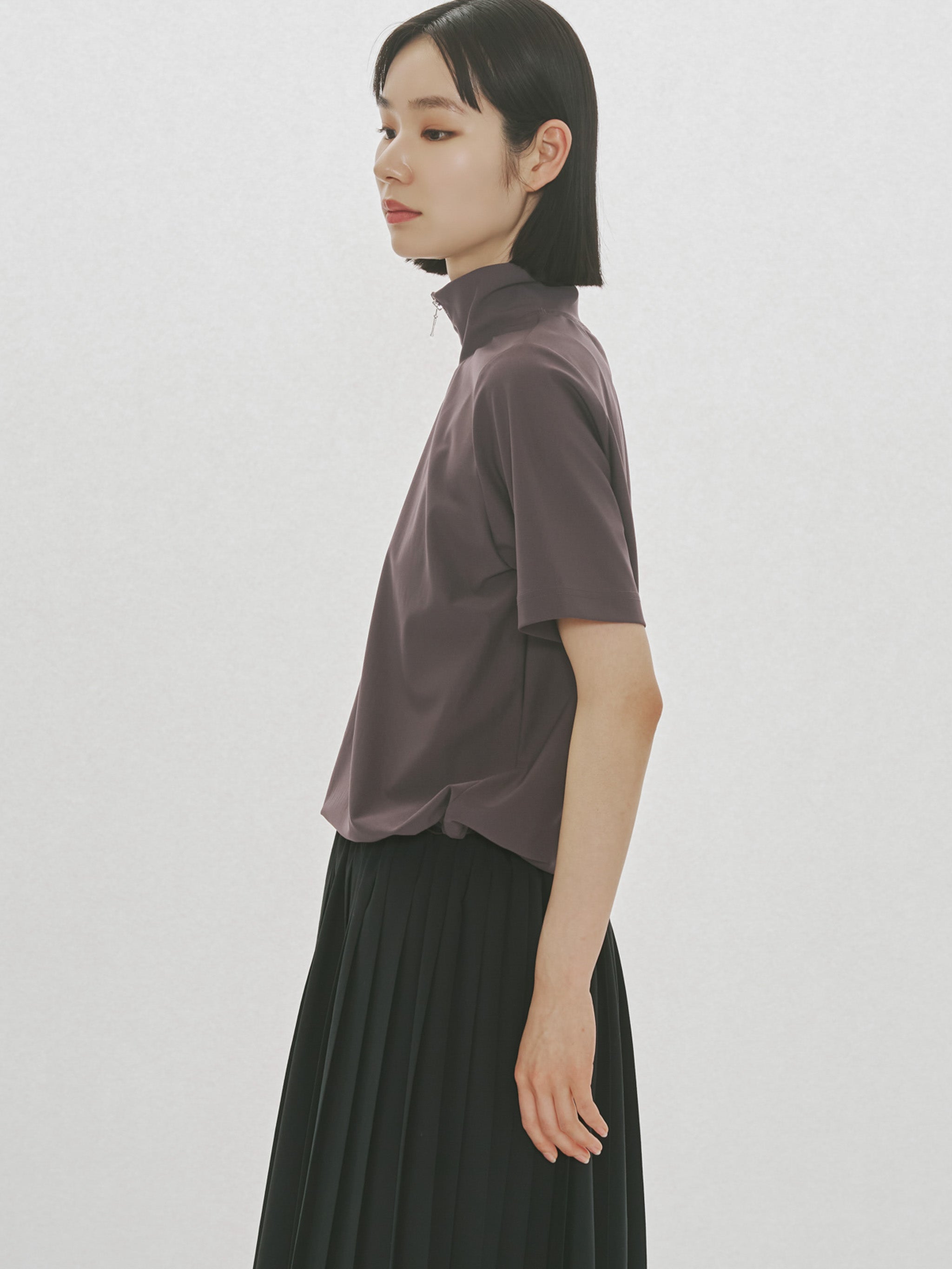 essential zip neck top