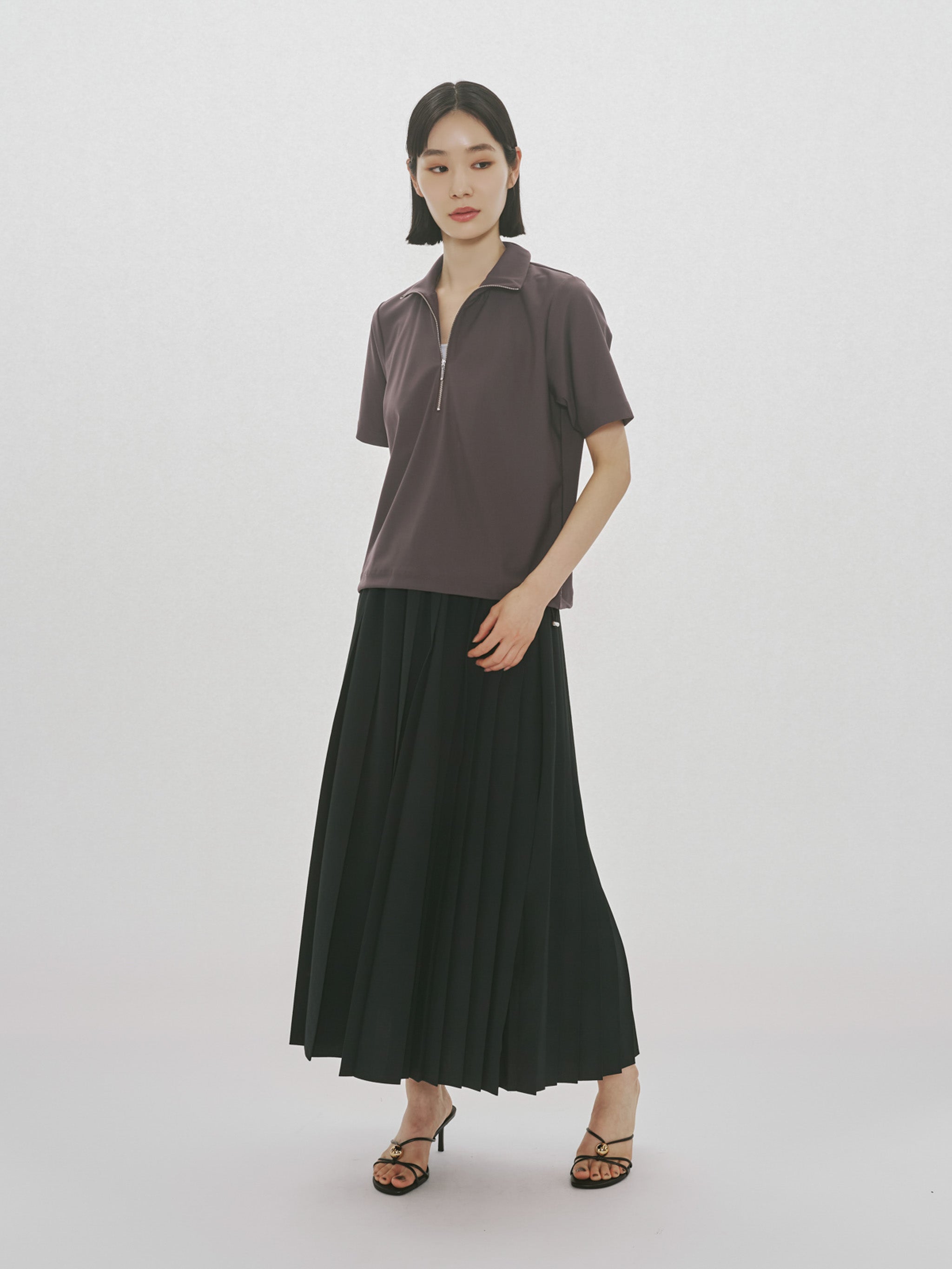 essential zip neck top